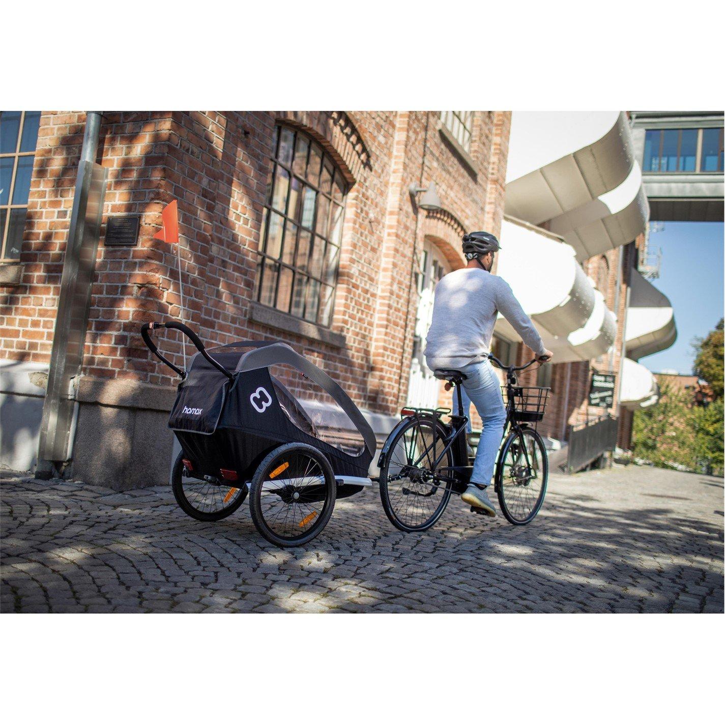 Black/Grey - Hamax - Traveller Twin Child Bike Trailer - 4