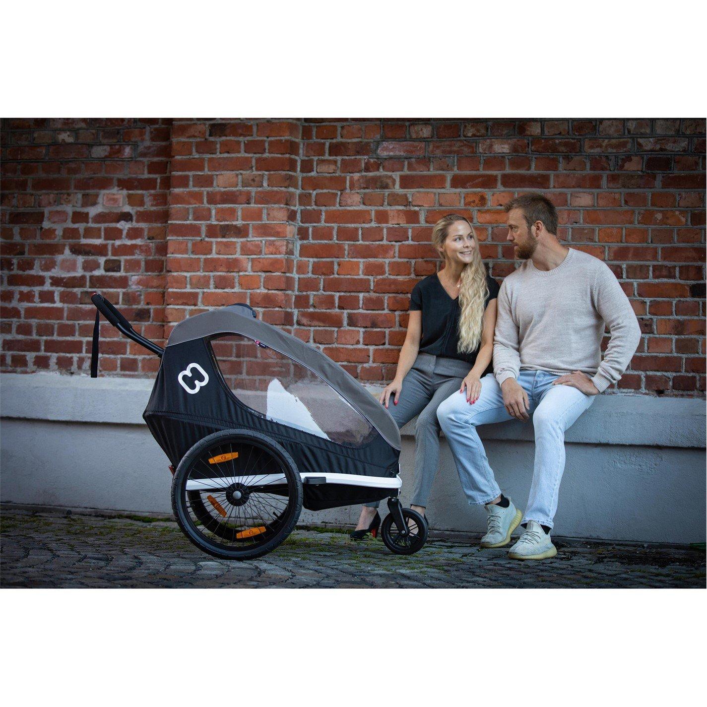 Black/Grey - Hamax - Traveller Twin Child Bike Trailer - 5