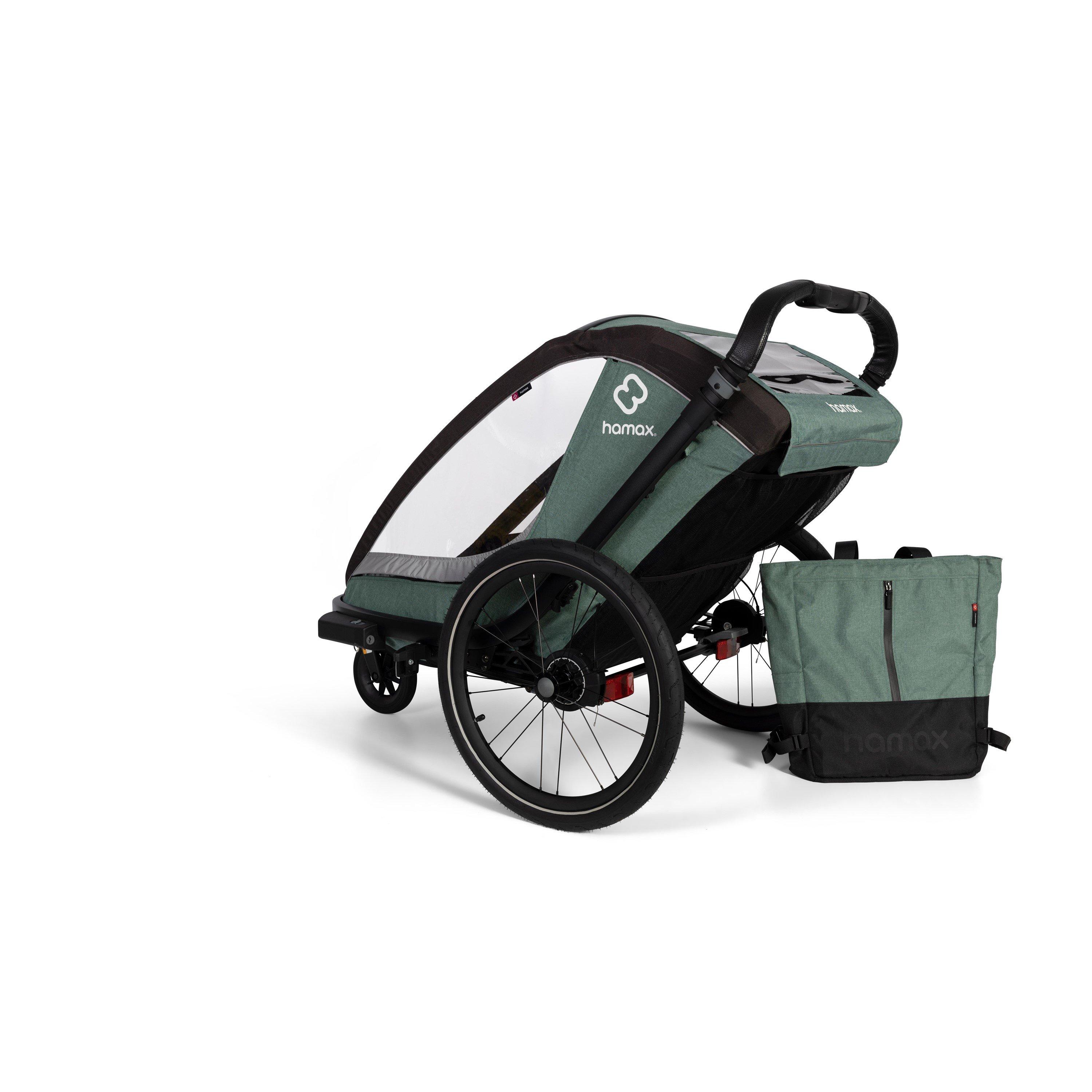 Green/Black - Hamax - Cocoon Twin Child Bike Trailer - 9