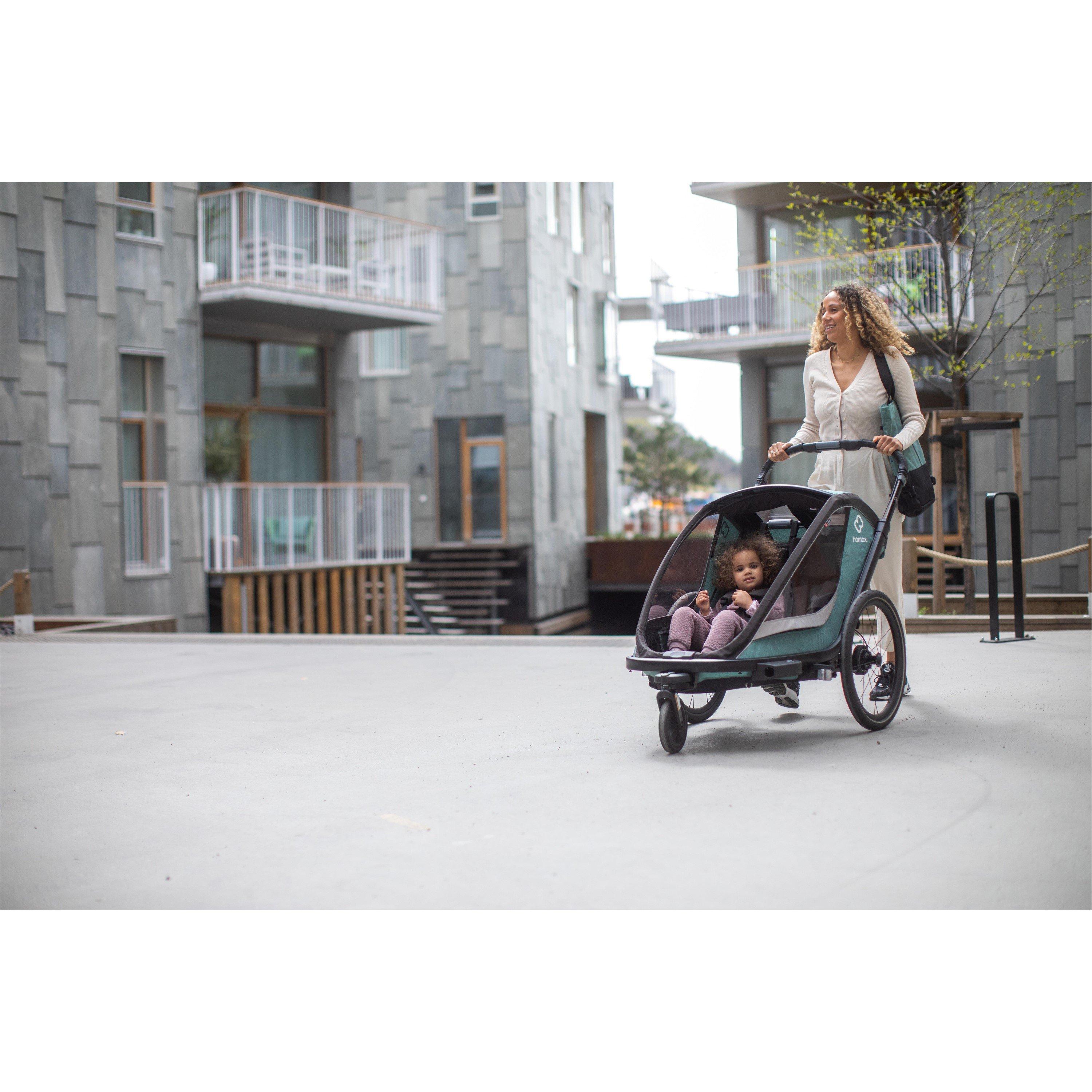 Green/Black - Hamax - Cocoon Twin Child Bike Trailer - 11