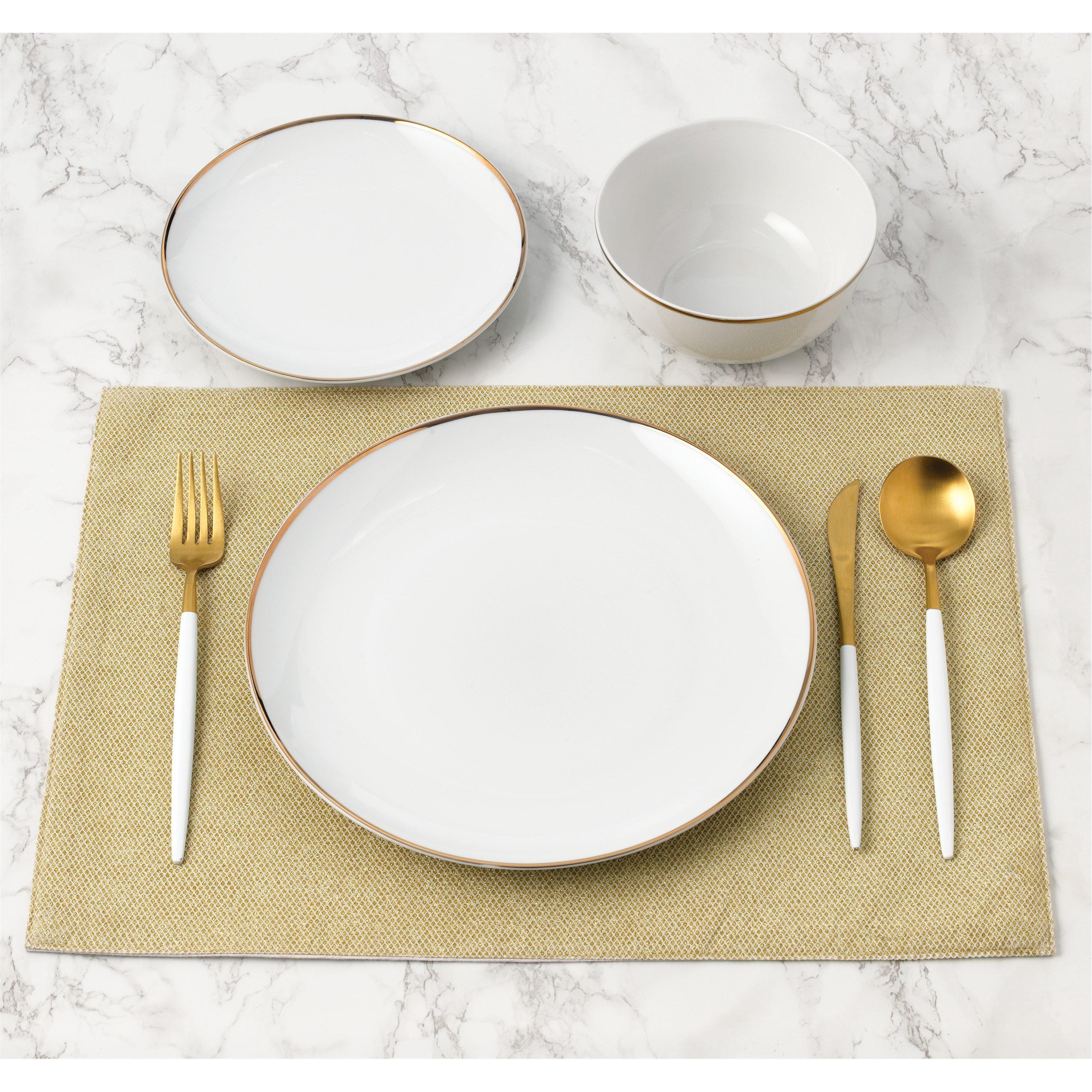 White - Waterside - 12pc Goldline Dinner Set - 3