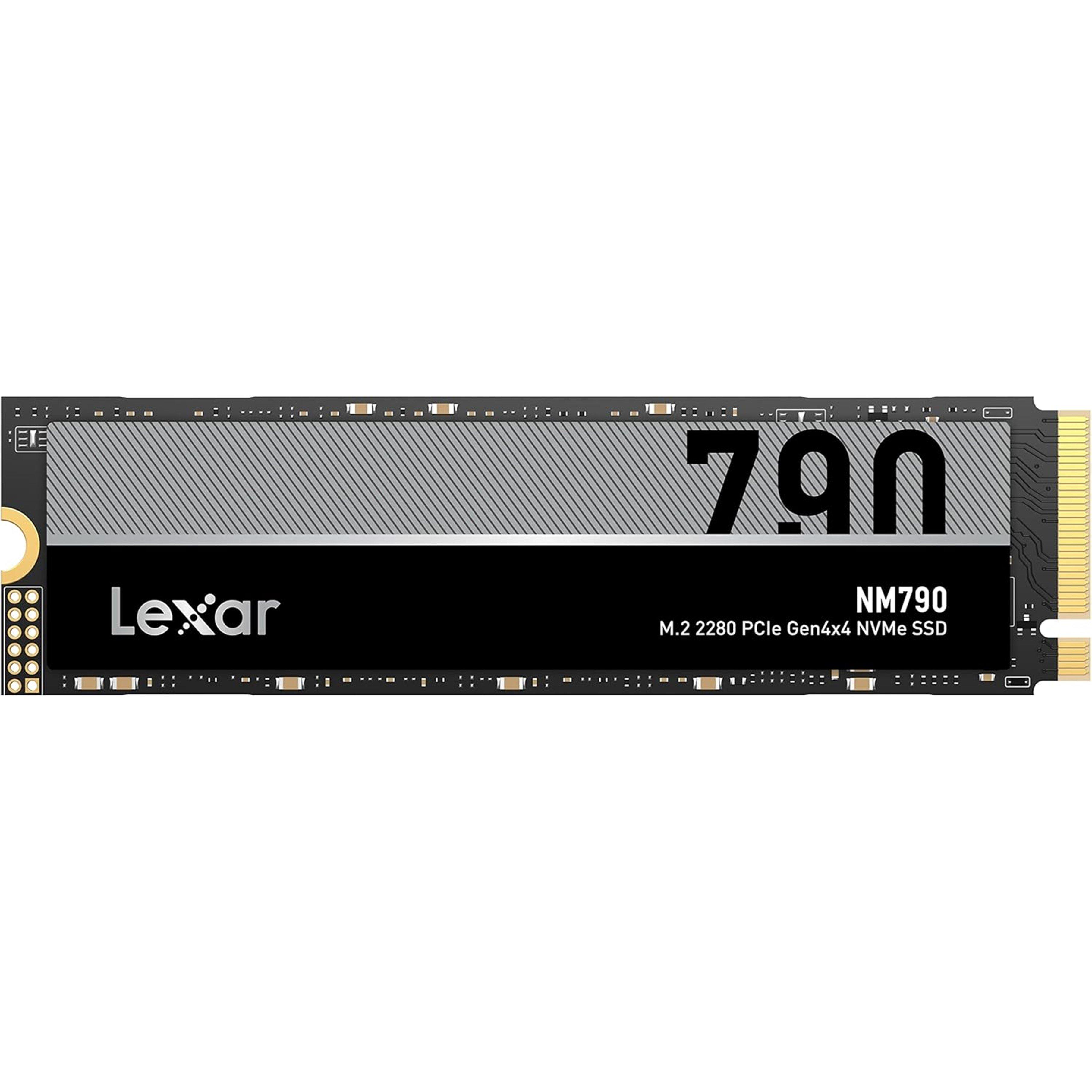 Black - Lexar - NM790 1TB Internal SSD M.2 2280 PCIe Gen4x4 NVMe 1.4 Up to 7400MB/s Read Up to 6500MB/s Write - 1