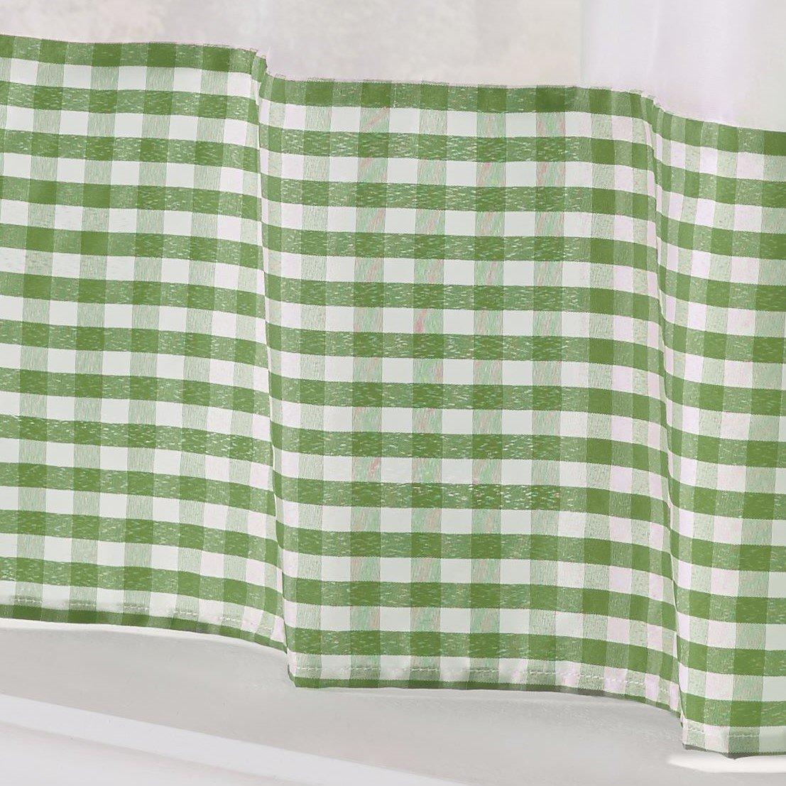 Green - Alan Symonds - Gingham Cafe Slot Top Curtain Panel - 4