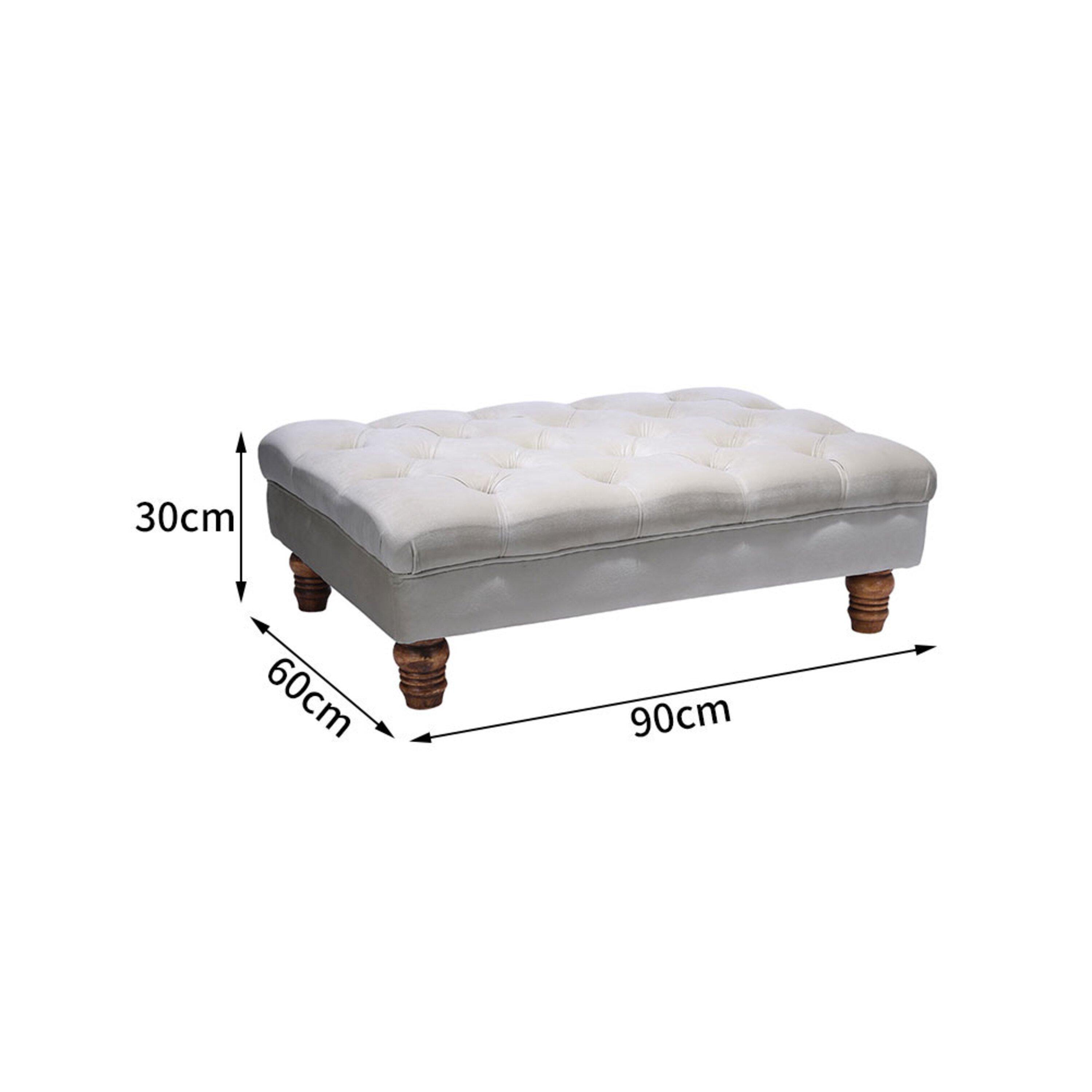 Grey - Kabinet UK - Velvet Rectangular Ottoman Footstool Light Grey - 11