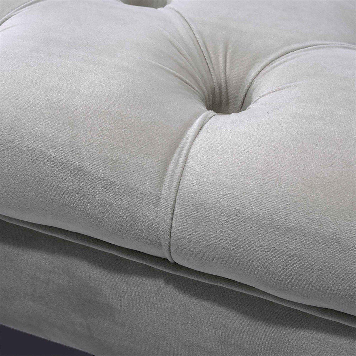 Grey - Kabinet UK - Velvet Rectangular Ottoman Footstool Light Grey - 3