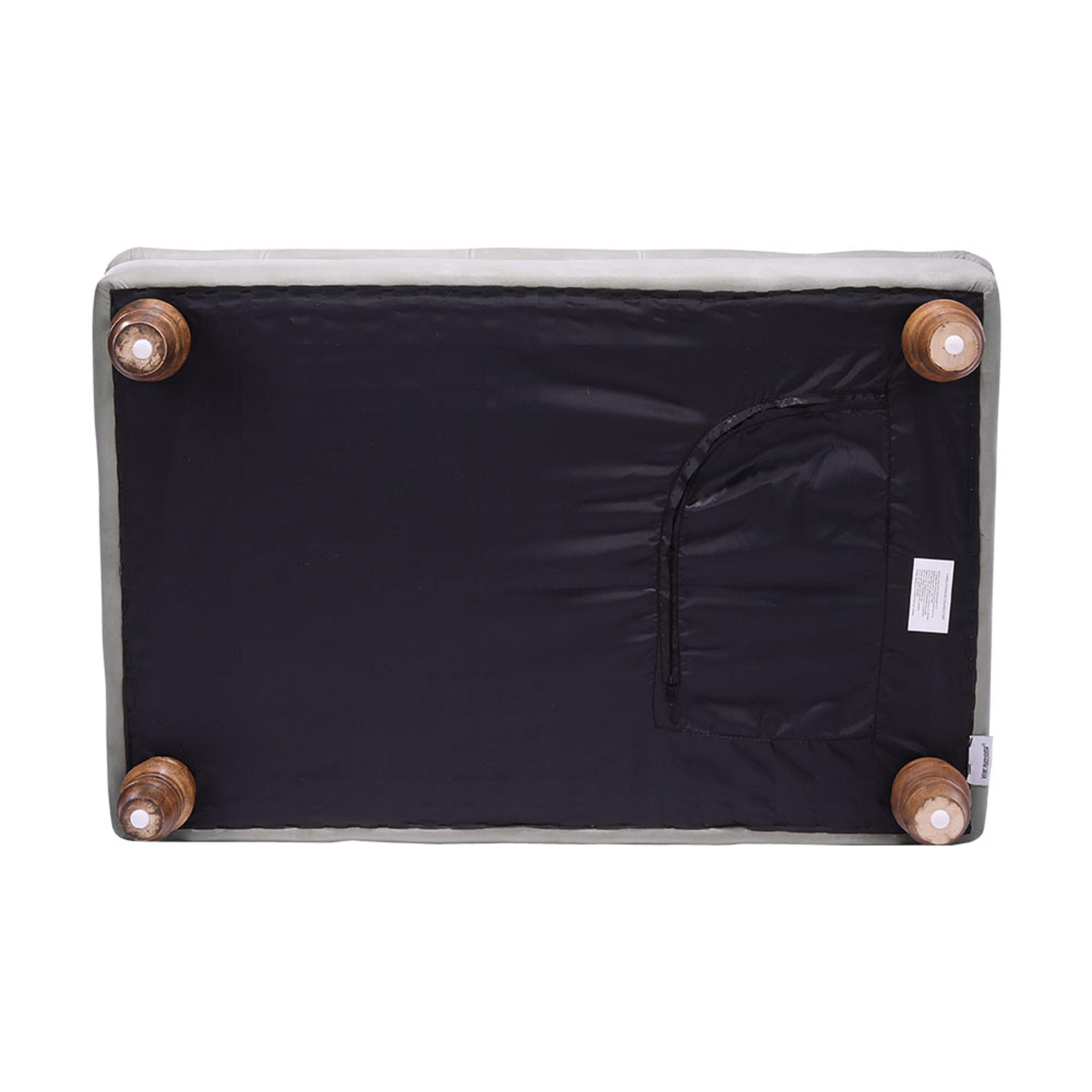 Grey - Kabinet UK - Velvet Rectangular Ottoman Footstool Light Grey - 7