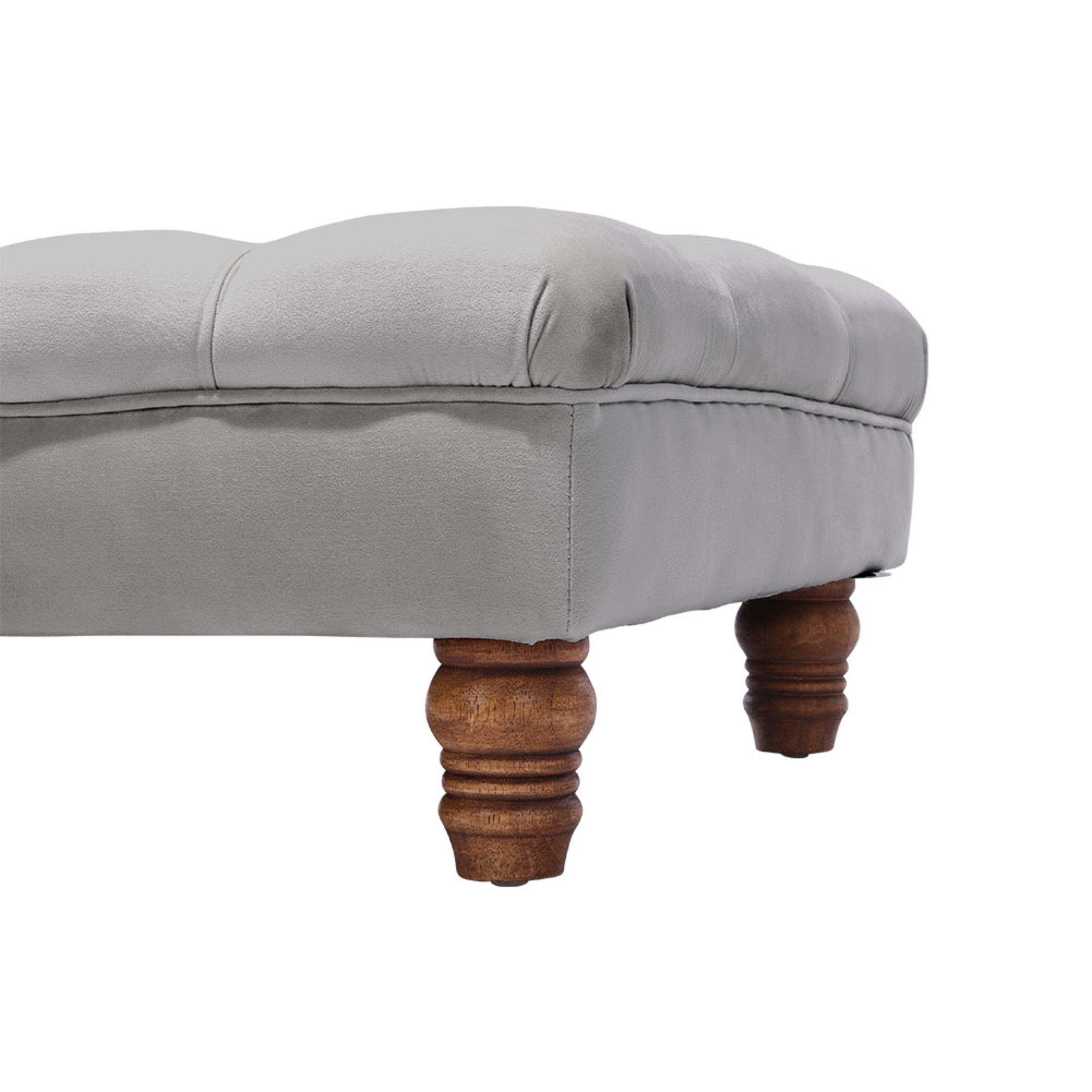 Grey - Kabinet UK - Velvet Rectangular Ottoman Footstool Light Grey - 8