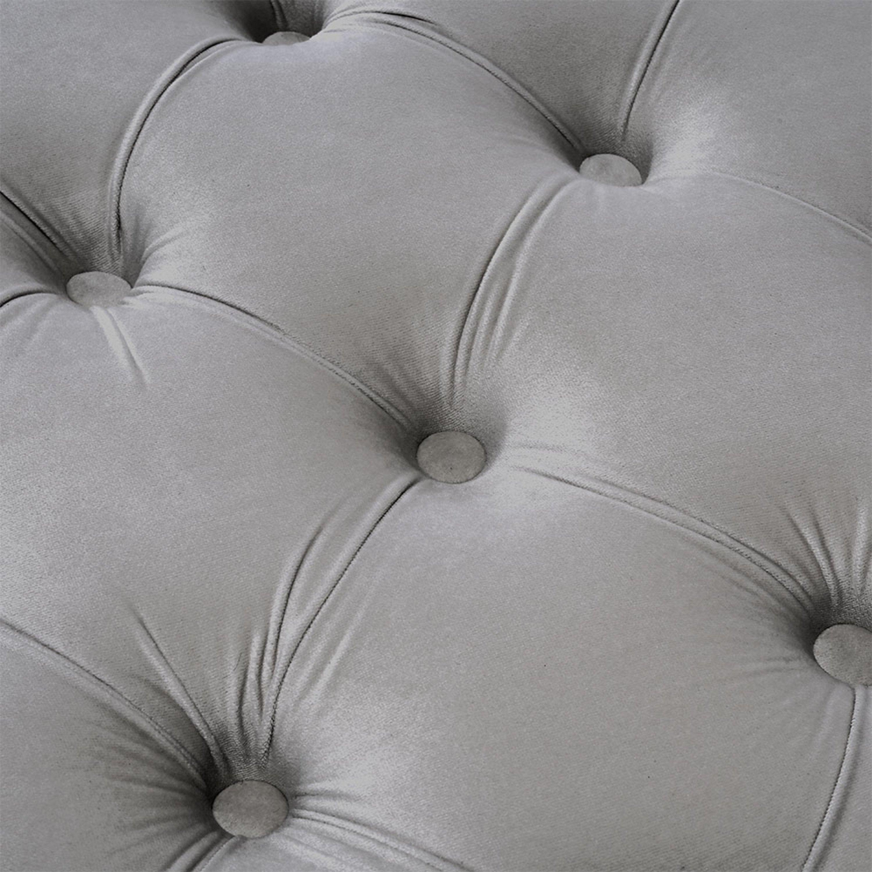 Grey - Kabinet UK - Velvet Rectangular Ottoman Footstool Light Grey - 10