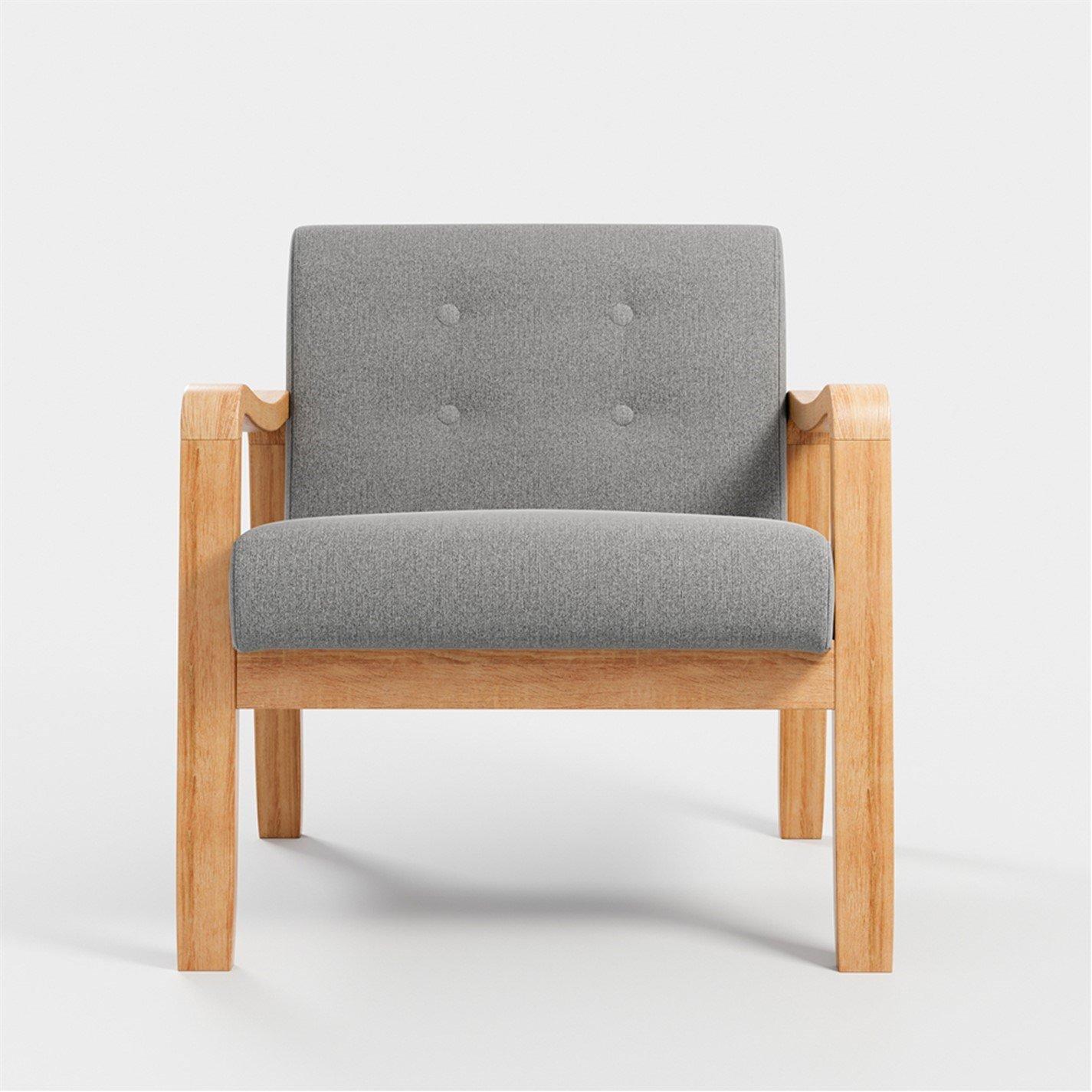 Grey - Kabinet UK - Grey Modern Wood Frame Upholstered Armchair - 3