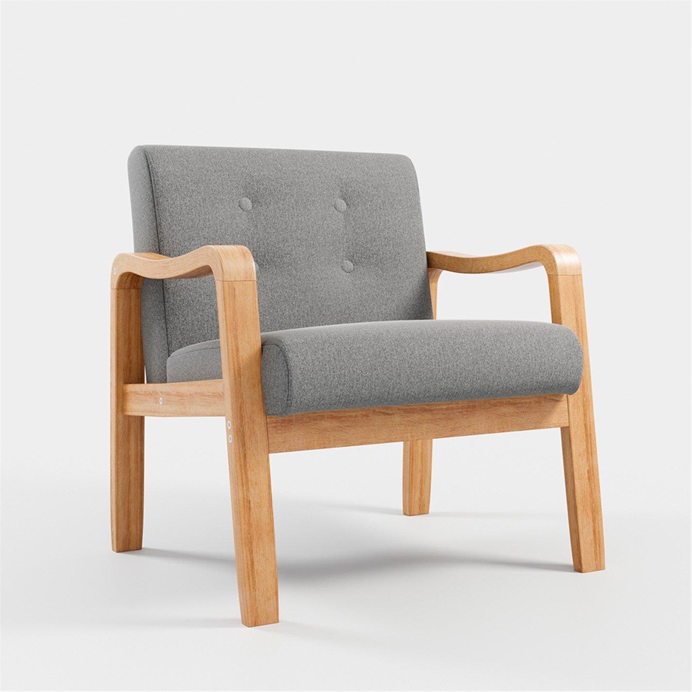 Grey - Kabinet UK - Grey Modern Wood Frame Upholstered Armchair - 4