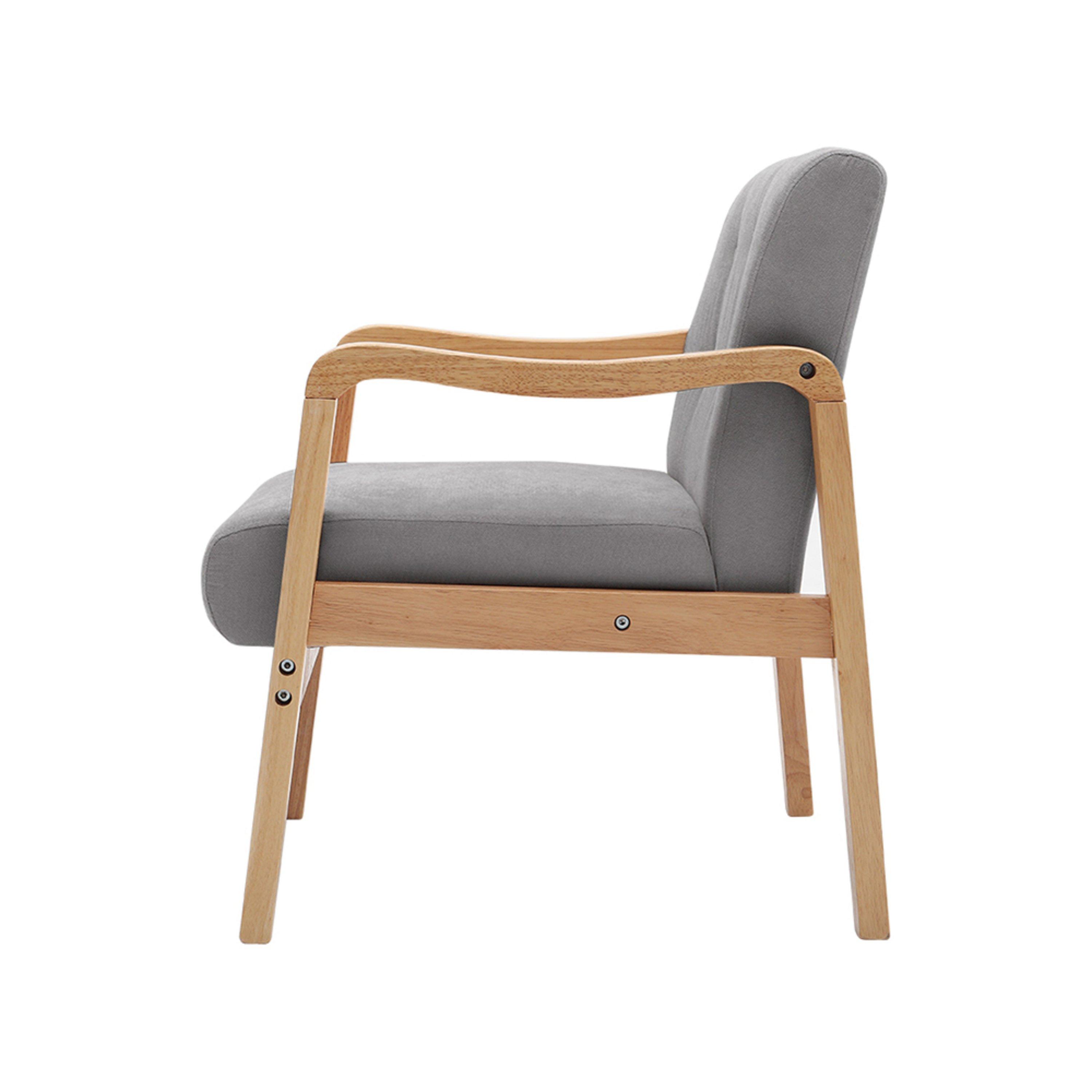 Grey - Kabinet UK - Grey Modern Wood Frame Upholstered Armchair - 6