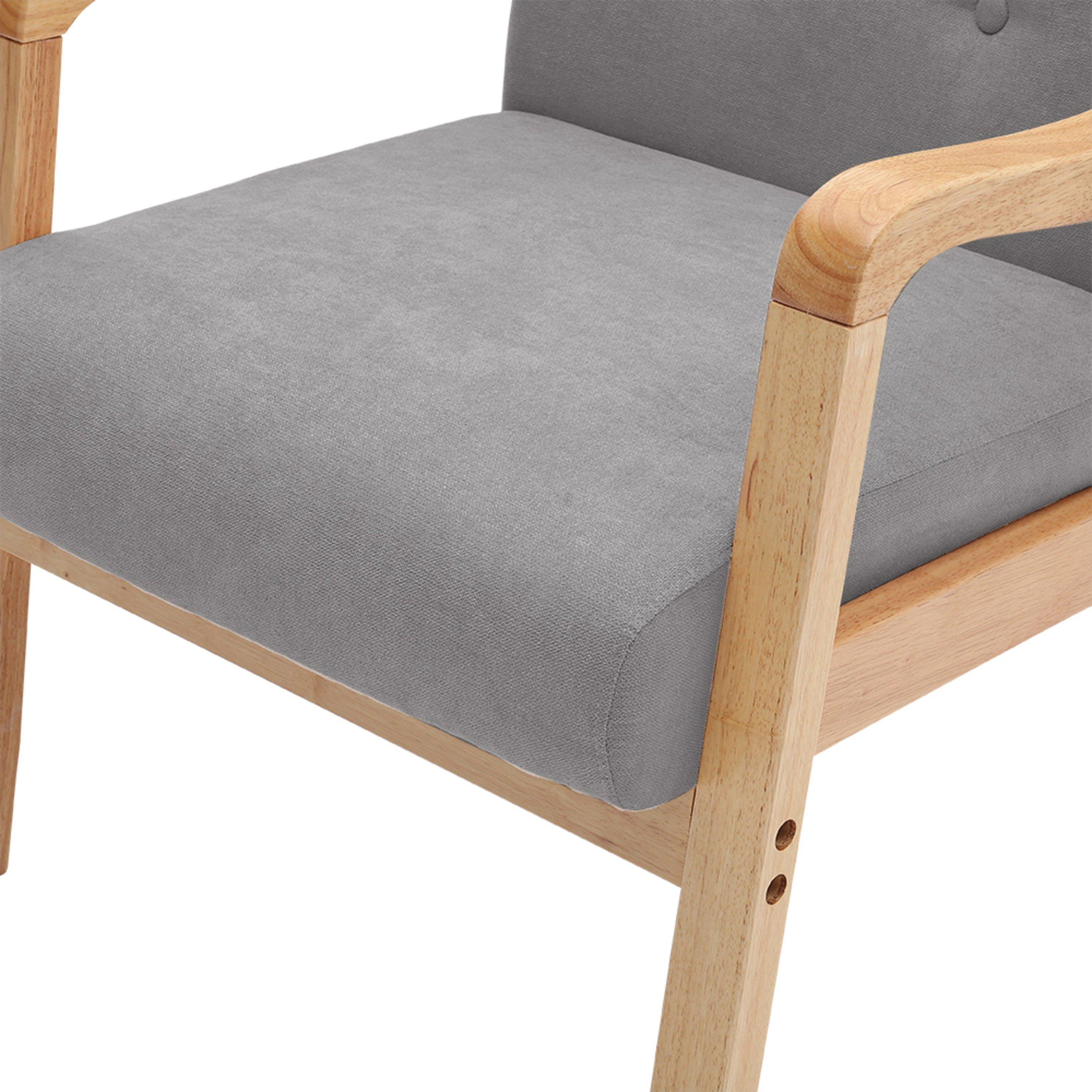 Grey - Kabinet UK - Grey Modern Wood Frame Upholstered Armchair - 10