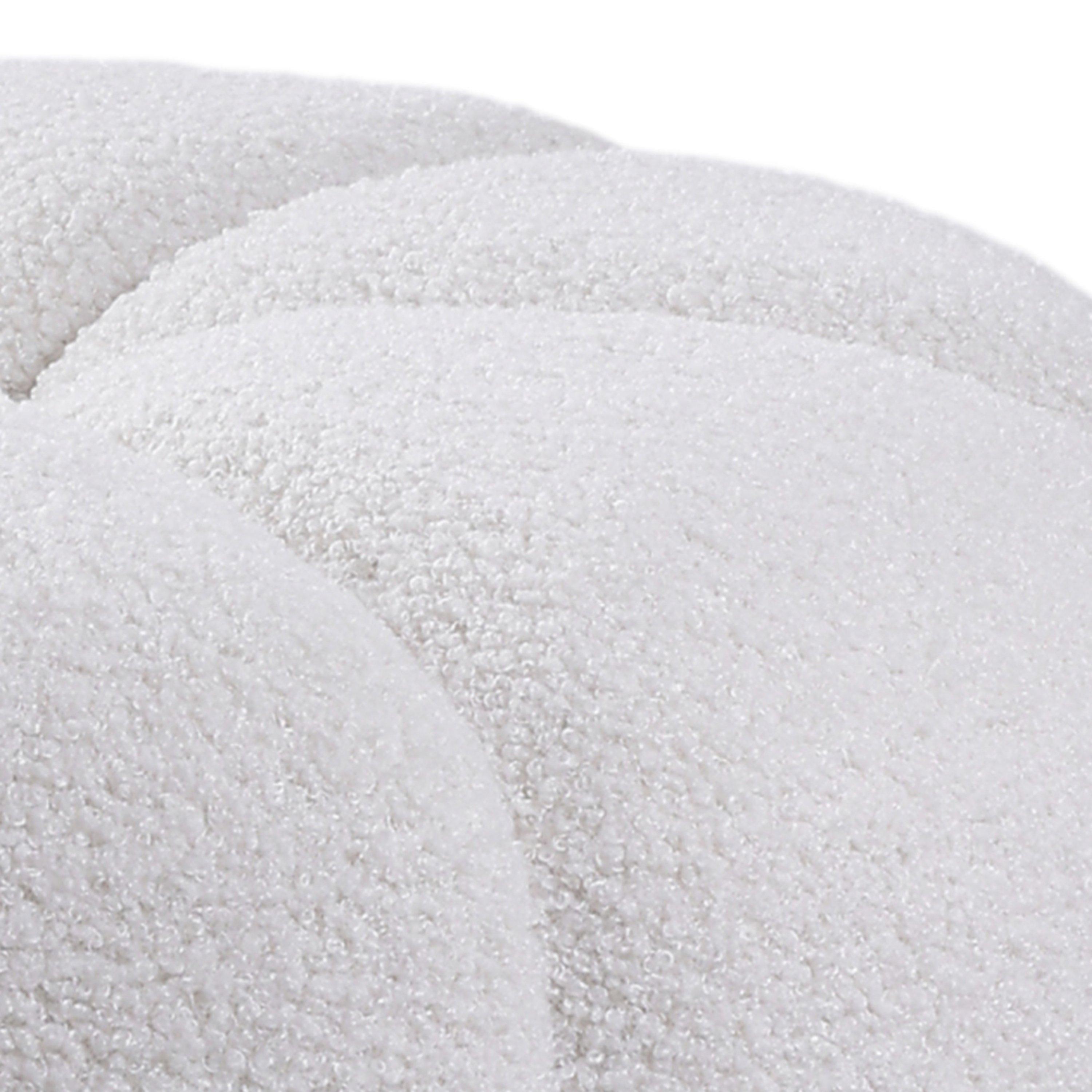 White - Kabinet UK - White Round Shape Teddy Fabric Footstool - 7