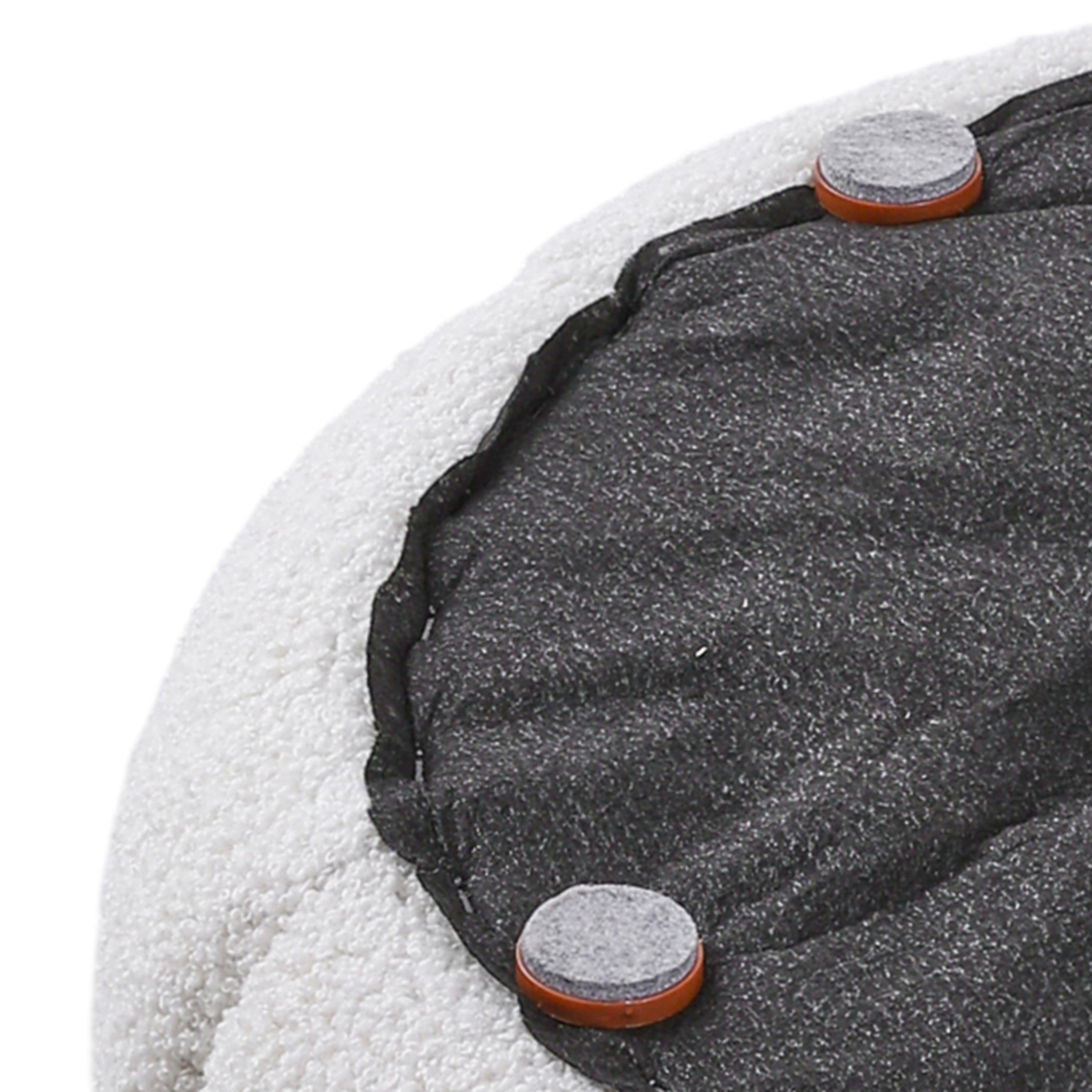 White - Kabinet UK - White Round Shape Teddy Fabric Footstool - 8