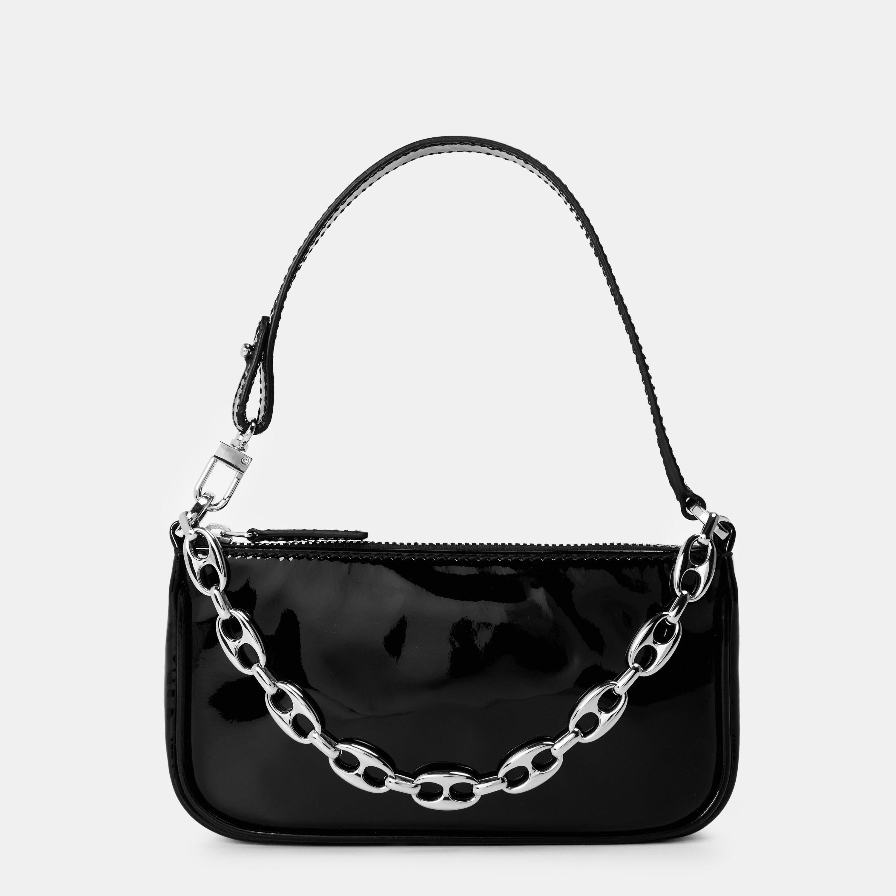 Black - By Far - Women's Mini Patent Leather Shoulder Bag - 1