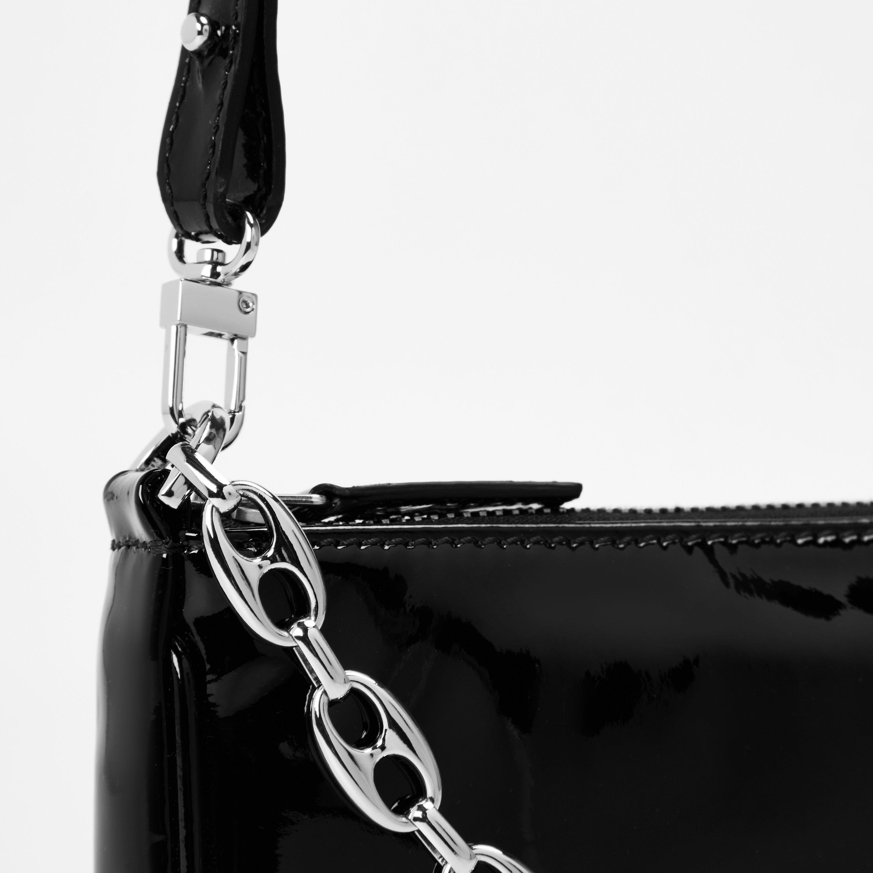 Black - By Far - Women's Mini Patent Leather Shoulder Bag - 4