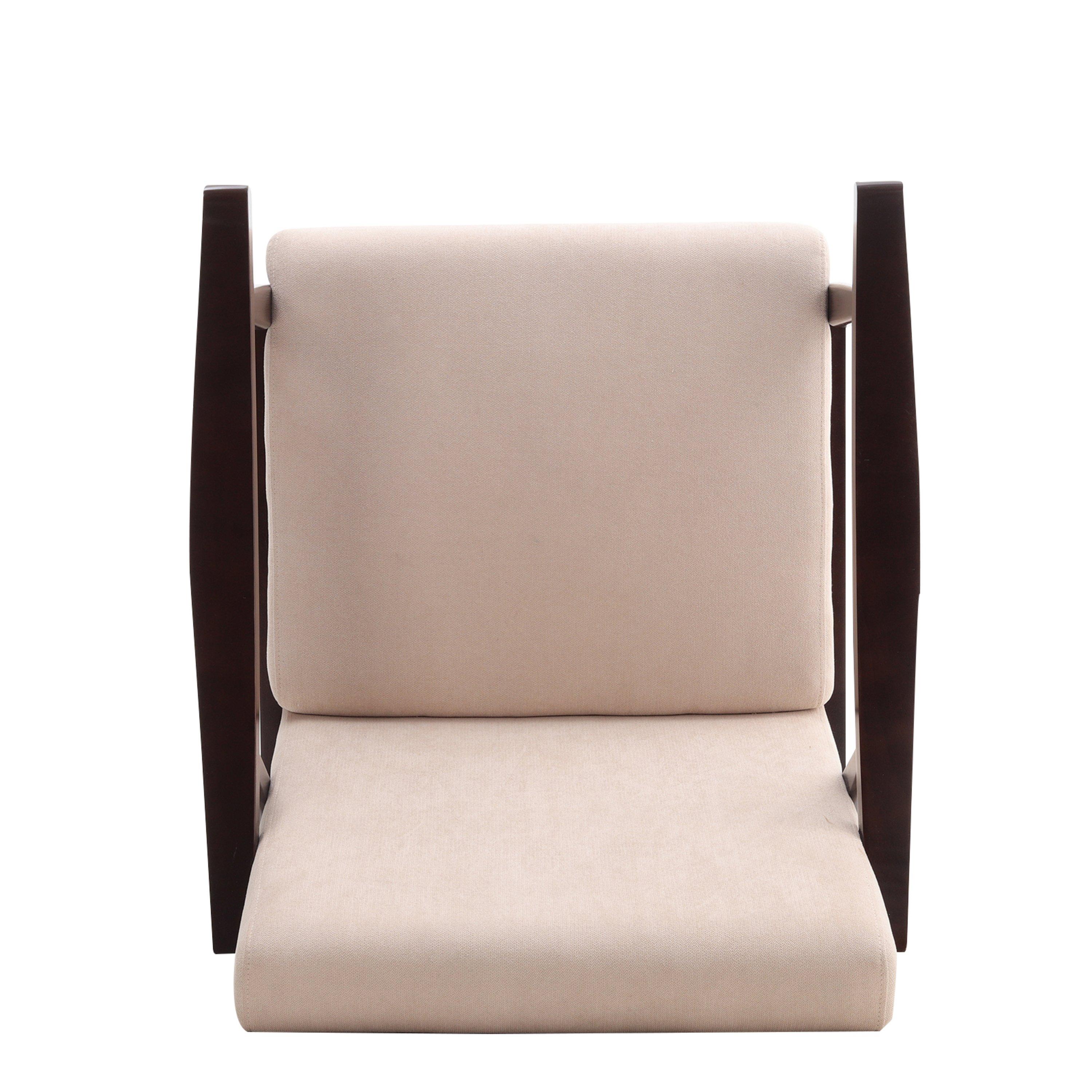 Beige - Kabinet UK - Beige Wooden Single Armchair Accent Chair Fabric - 11