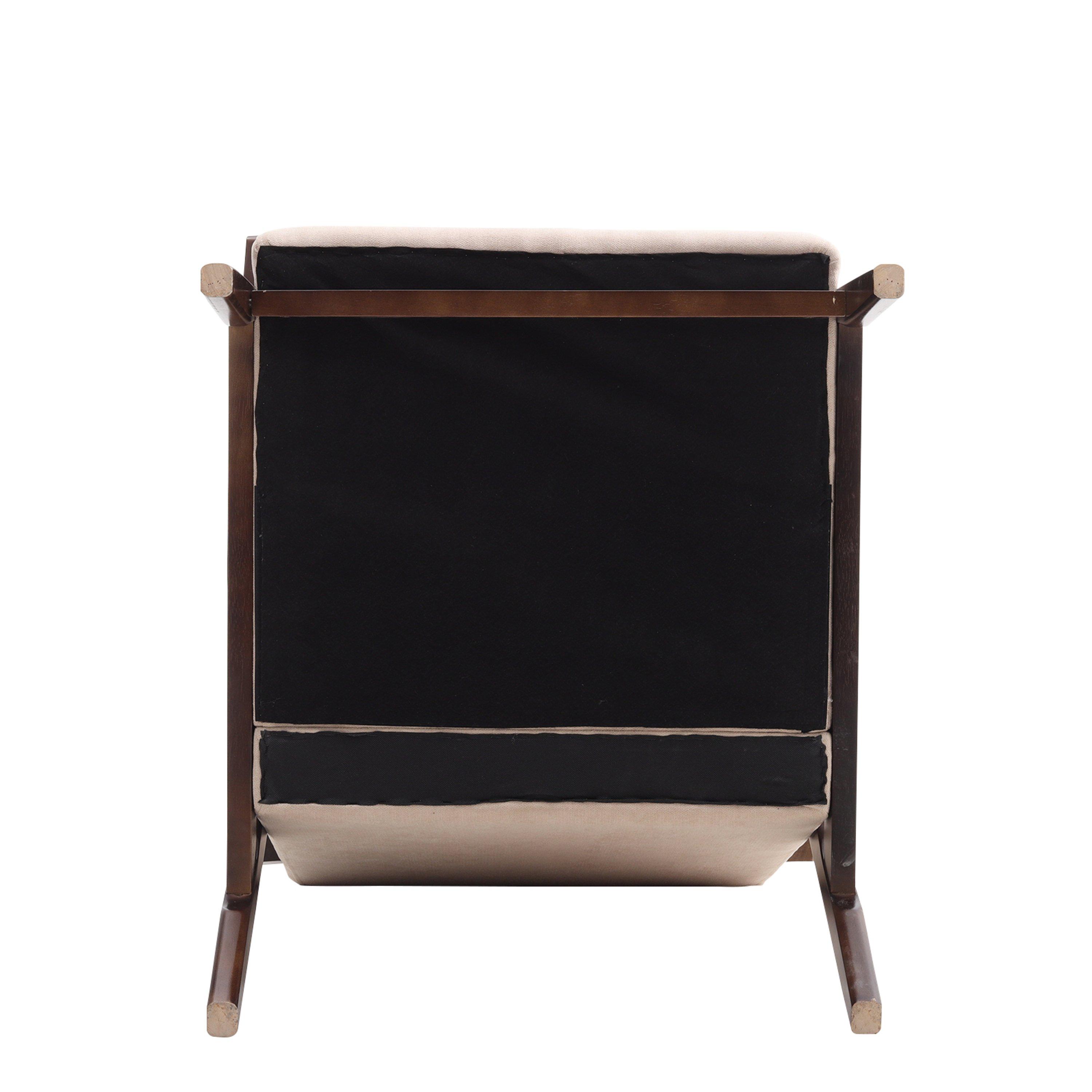 Beige - Kabinet UK - Beige Wooden Single Armchair Accent Chair Fabric - 10