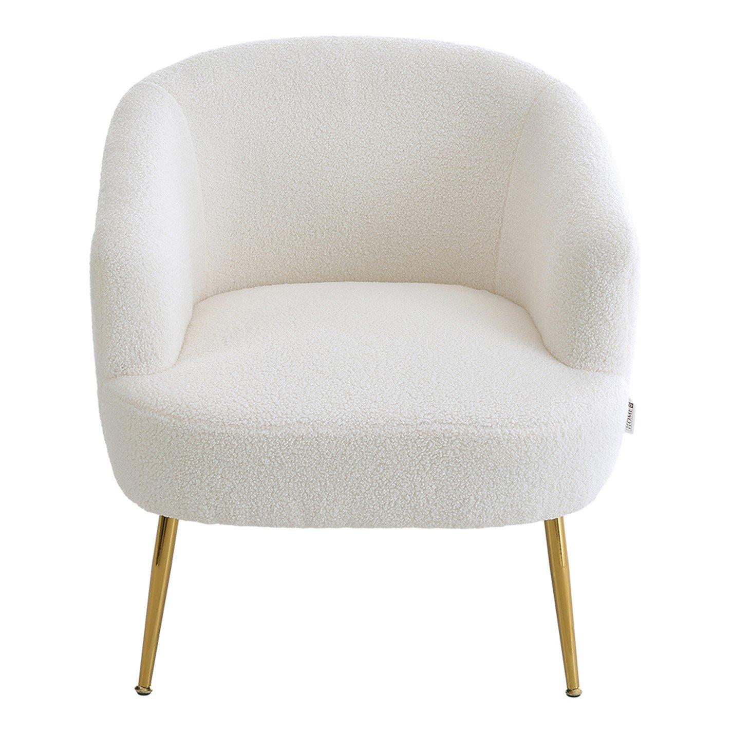 White - Kabinet UK - White Teddy Fabric Armchair with Metal Legs - 4