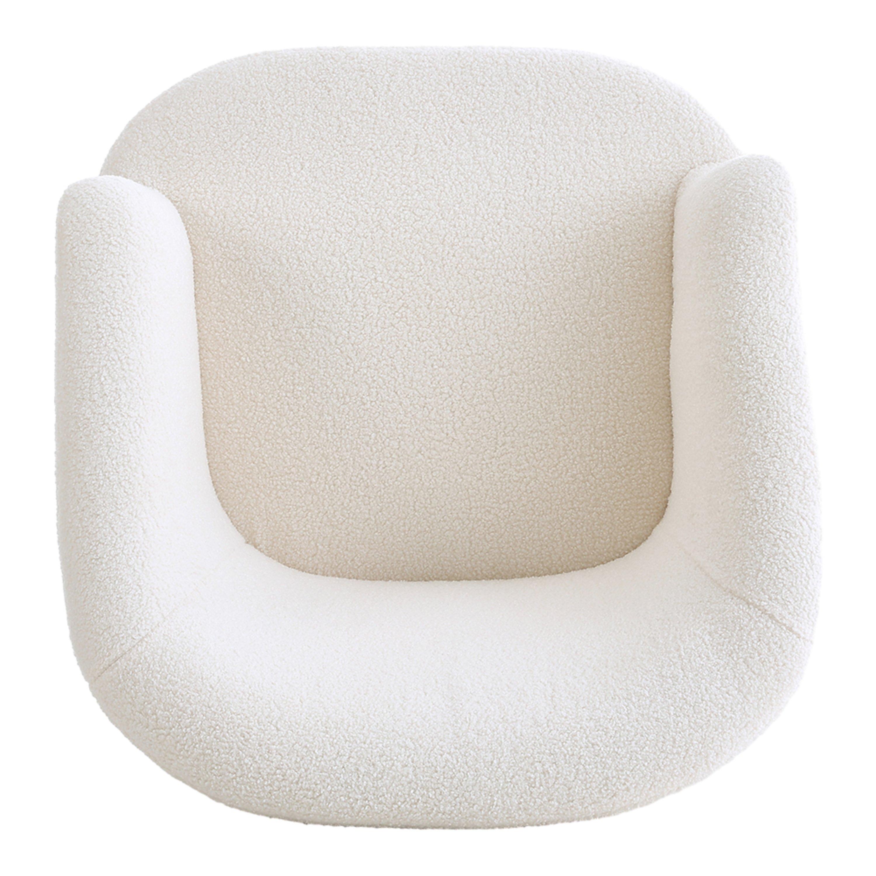 White - Kabinet UK - White Teddy Fabric Armchair with Metal Legs - 7