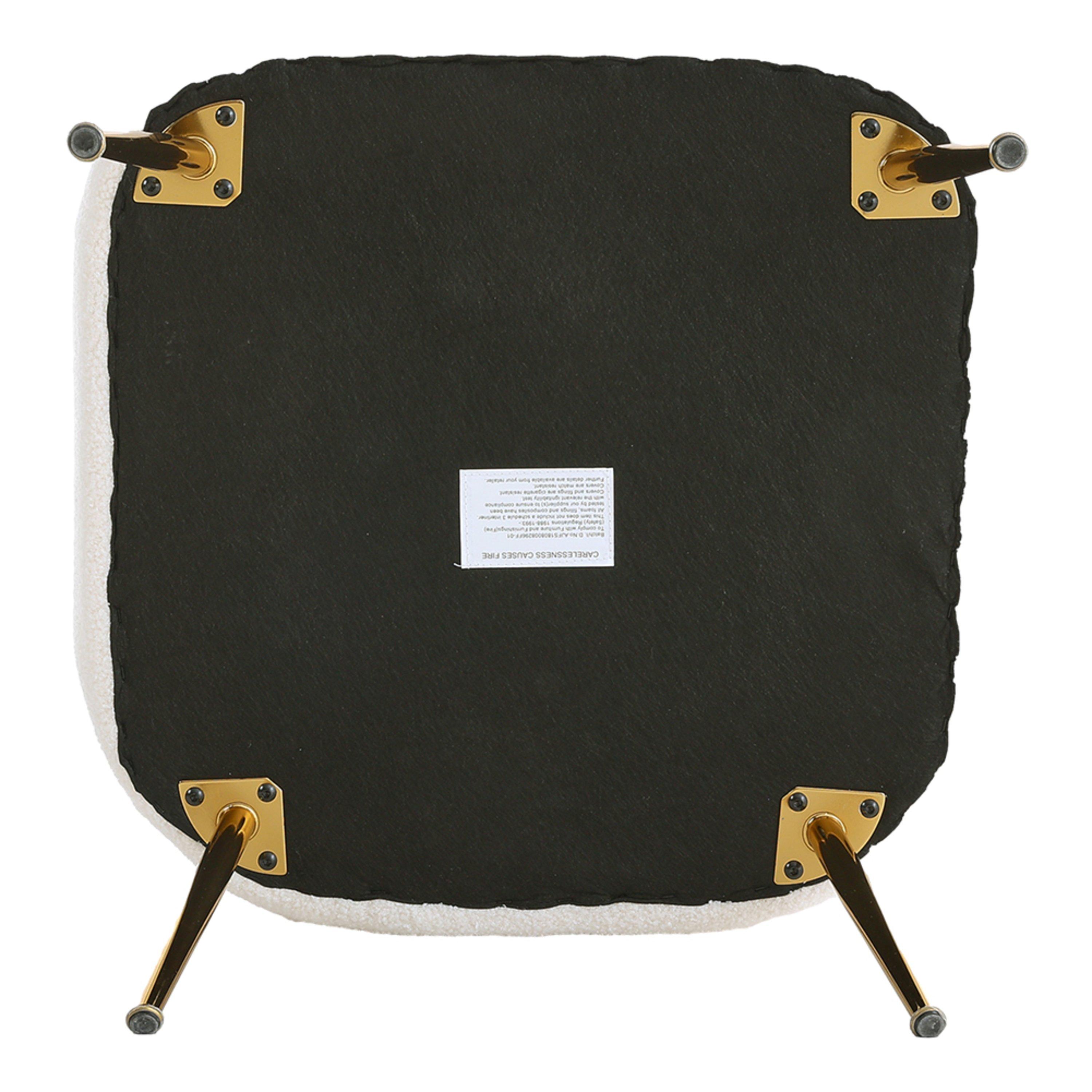 White - Kabinet UK - White Teddy Fabric Armchair with Metal Legs - 8