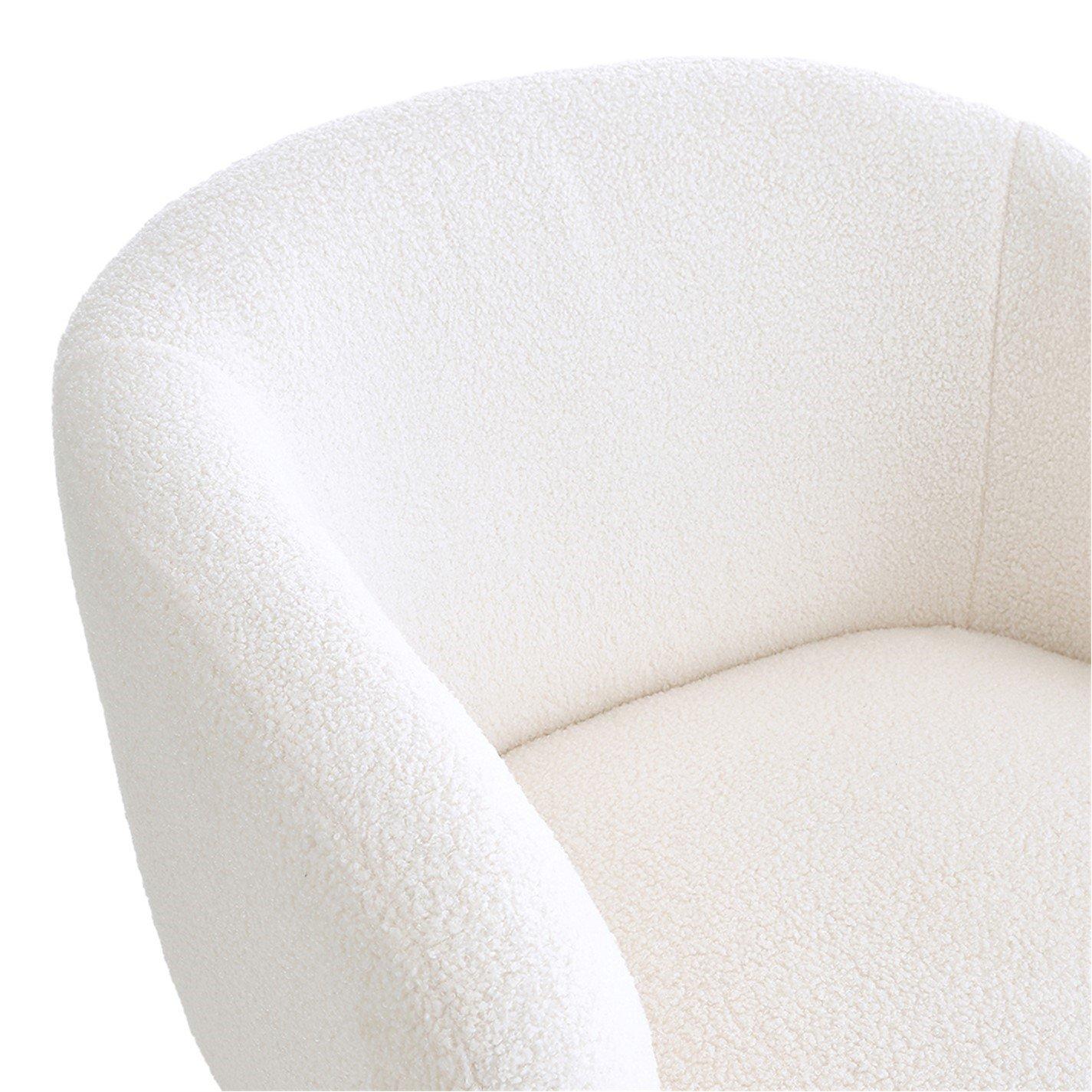 White - Kabinet UK - White Teddy Fabric Armchair with Metal Legs - 9