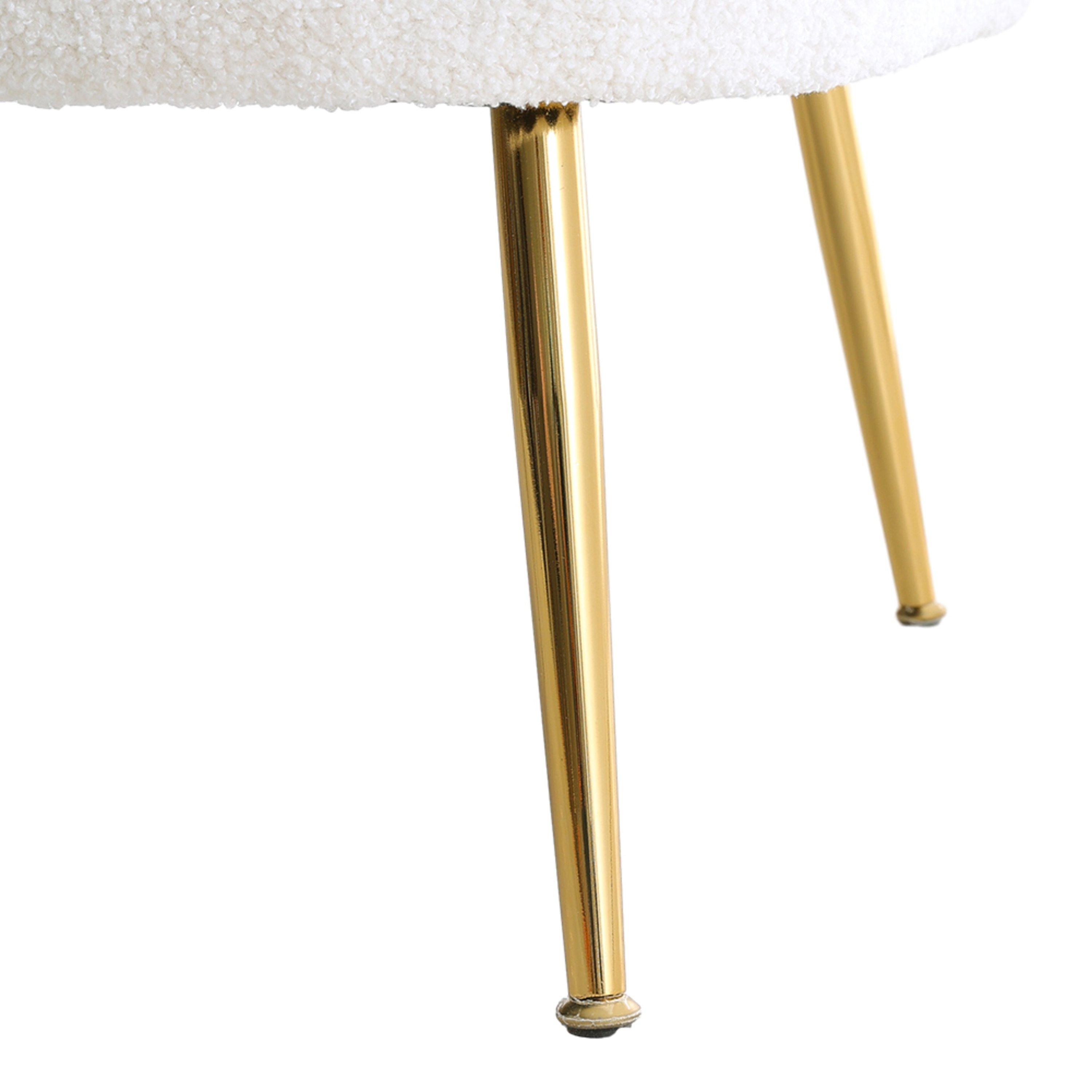 White - Kabinet UK - White Teddy Fabric Armchair with Metal Legs - 10