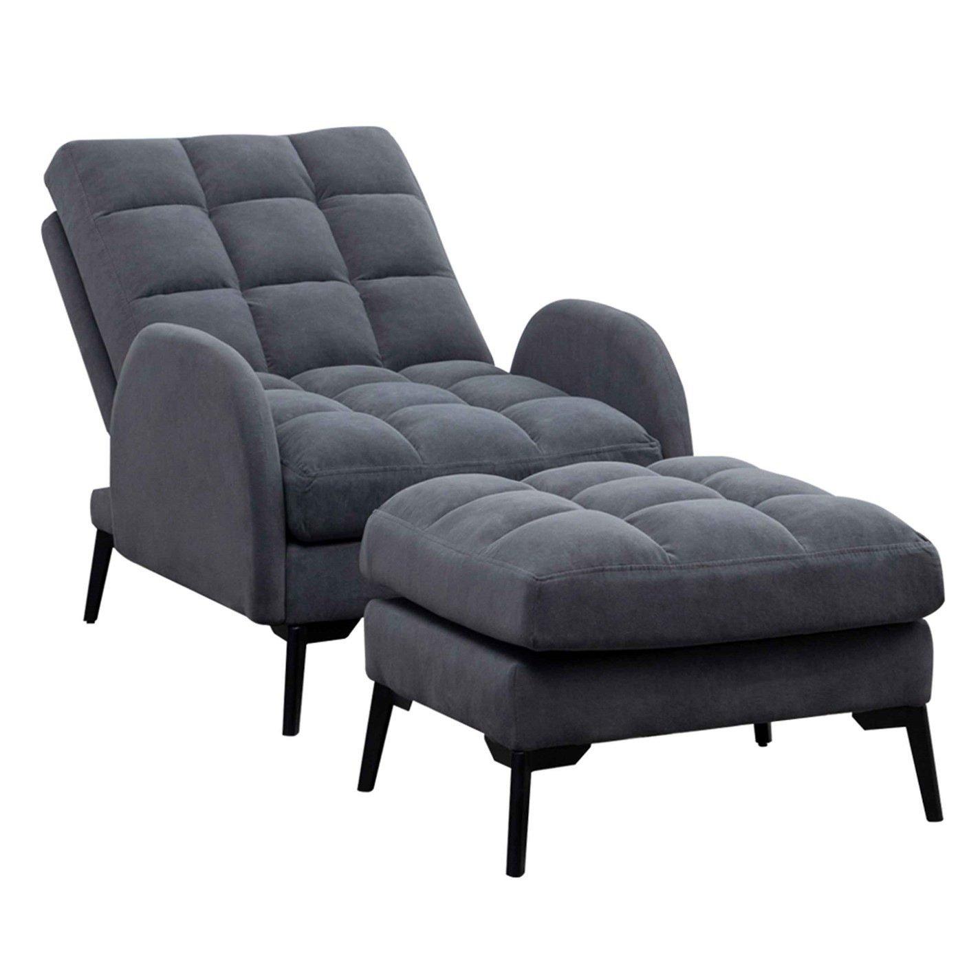 Grey - Kabinet UK - Armchair and Ottoman Set with Footstool Grey - 3
