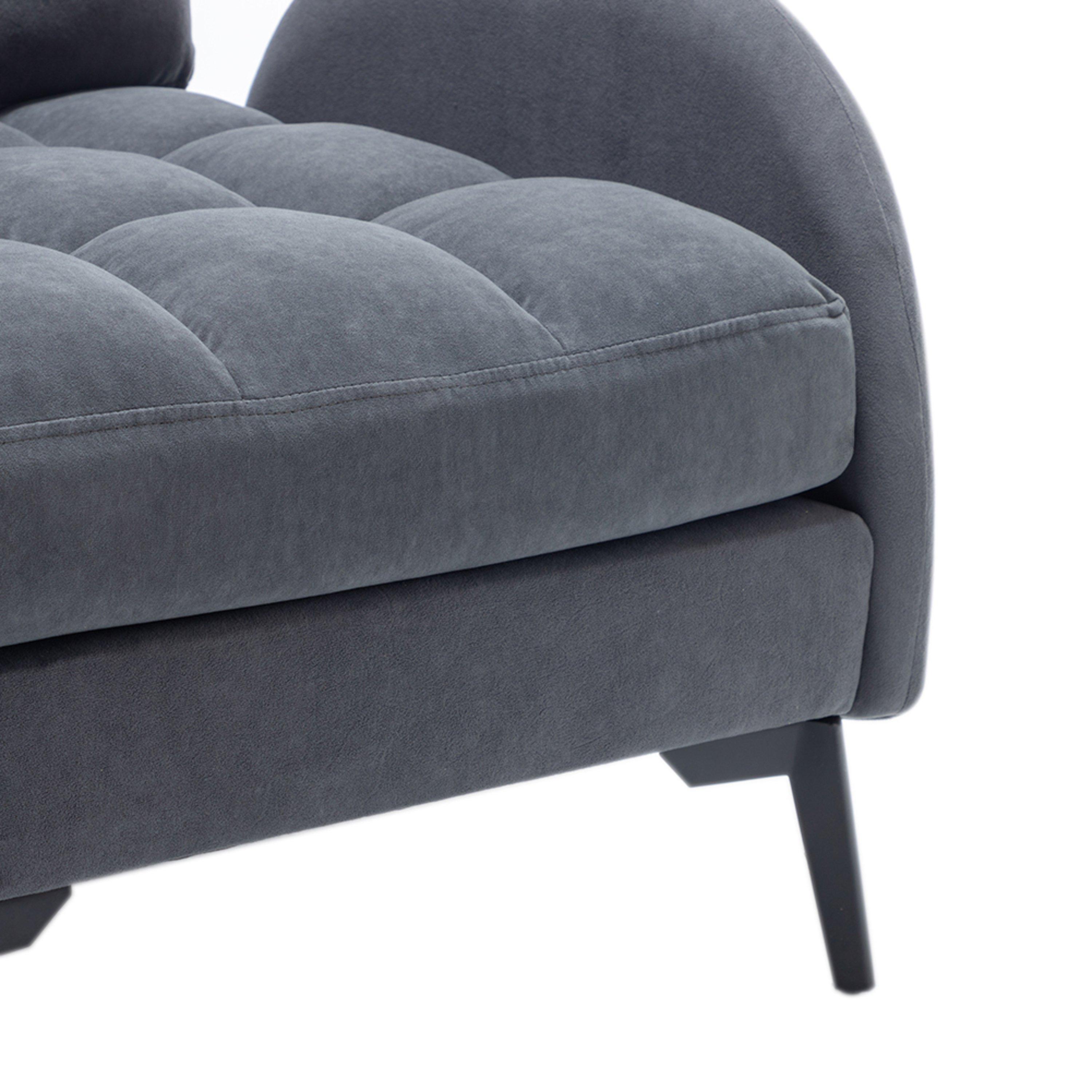 Grey - Kabinet UK - Armchair and Ottoman Set with Footstool Grey - 6