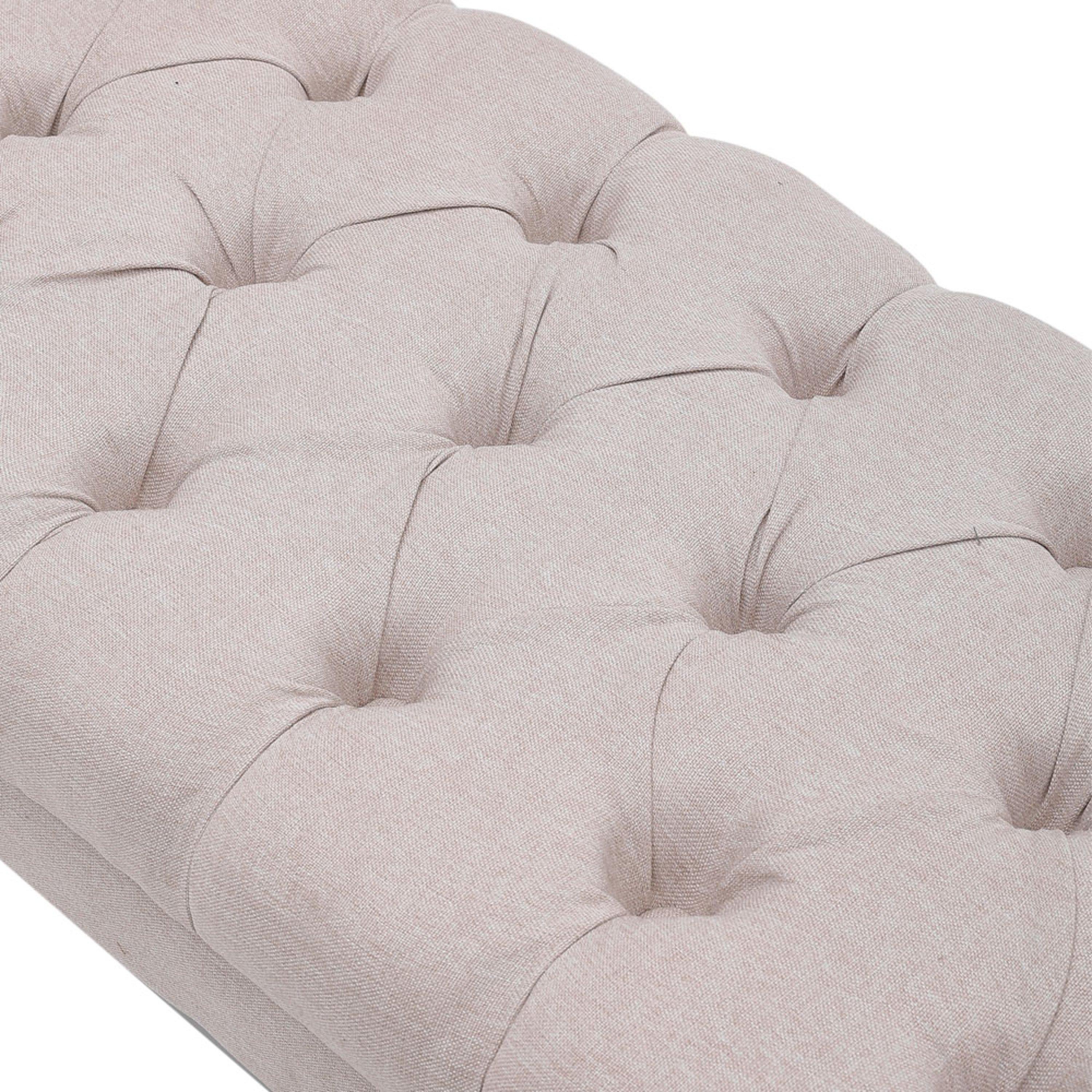 Beige - Kabinet UK - Beige Mid Century Metal Upholstered Bench - 10