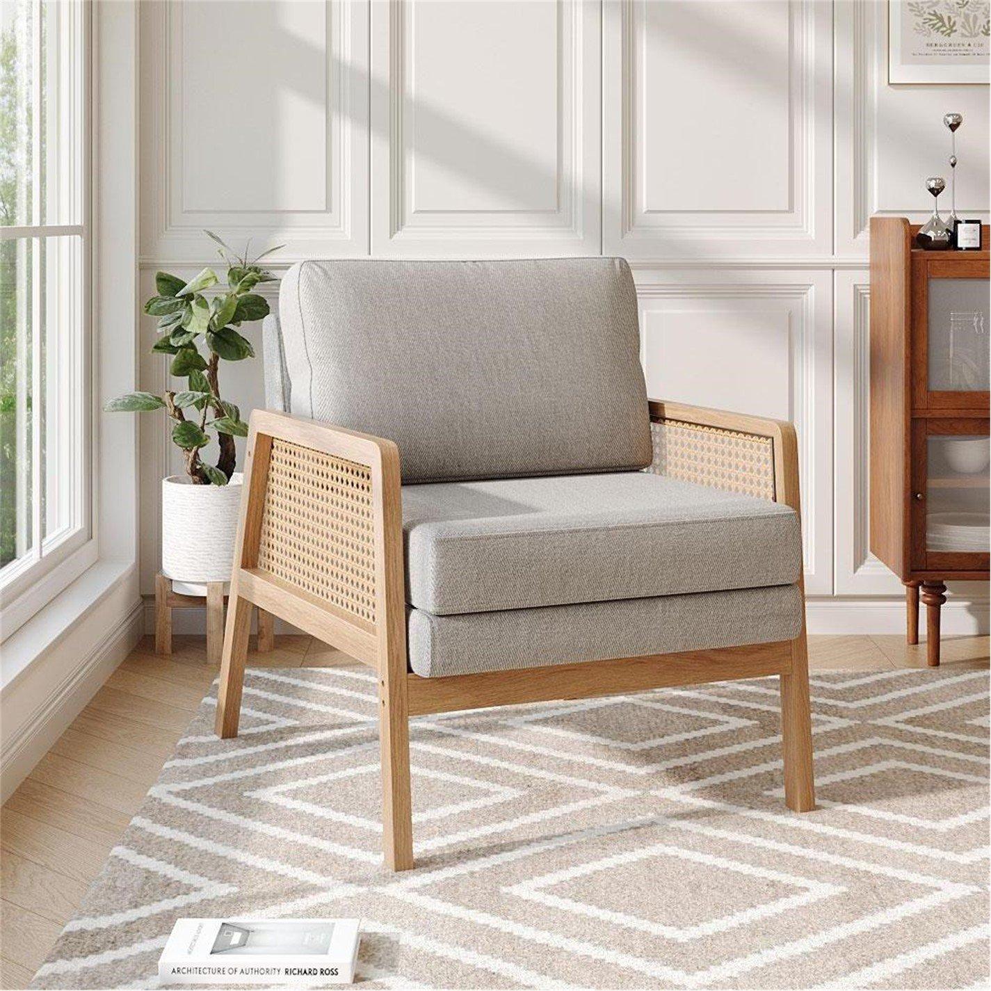 Light Grey - Kabinet UK - Light Grey Modern Cushioned Wood Armchair - 2
