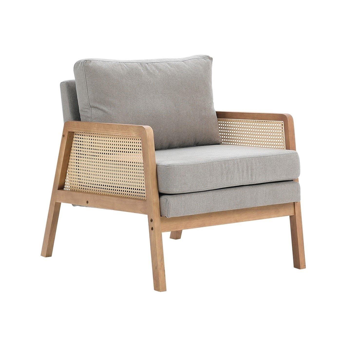 Light Grey - Kabinet UK - Light Grey Modern Cushioned Wood Armchair - 3