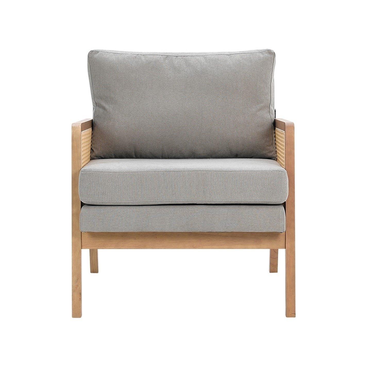 Light Grey - Kabinet UK - Light Grey Modern Cushioned Wood Armchair - 4