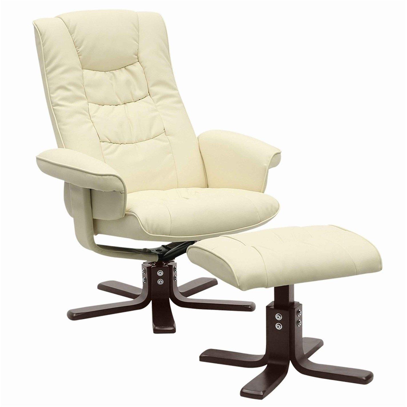 Beige - Kabinet UK - Beige Upholstered Recliner Chair with Footstool - 3
