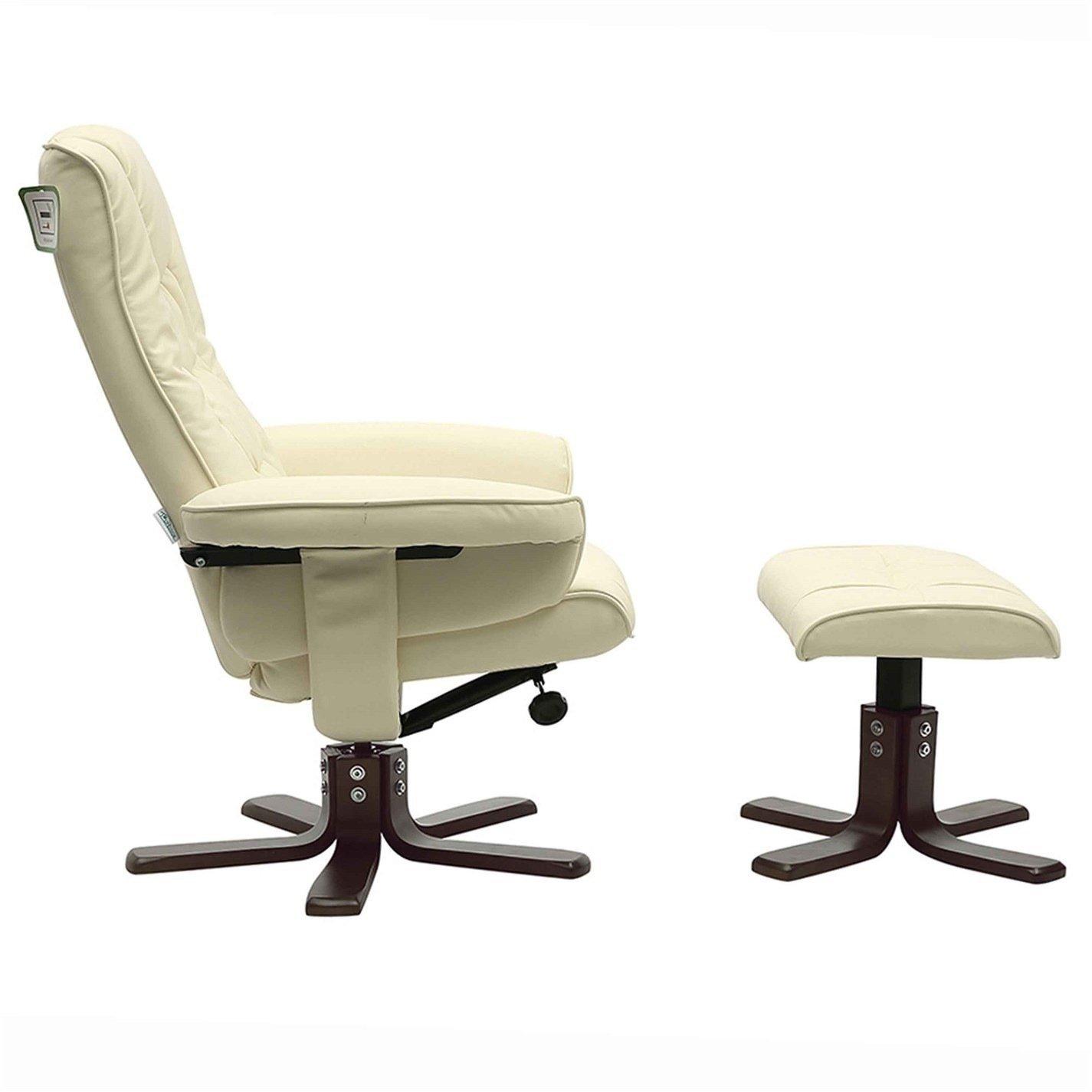 Beige - Kabinet UK - Beige Upholstered Recliner Chair with Footstool - 5