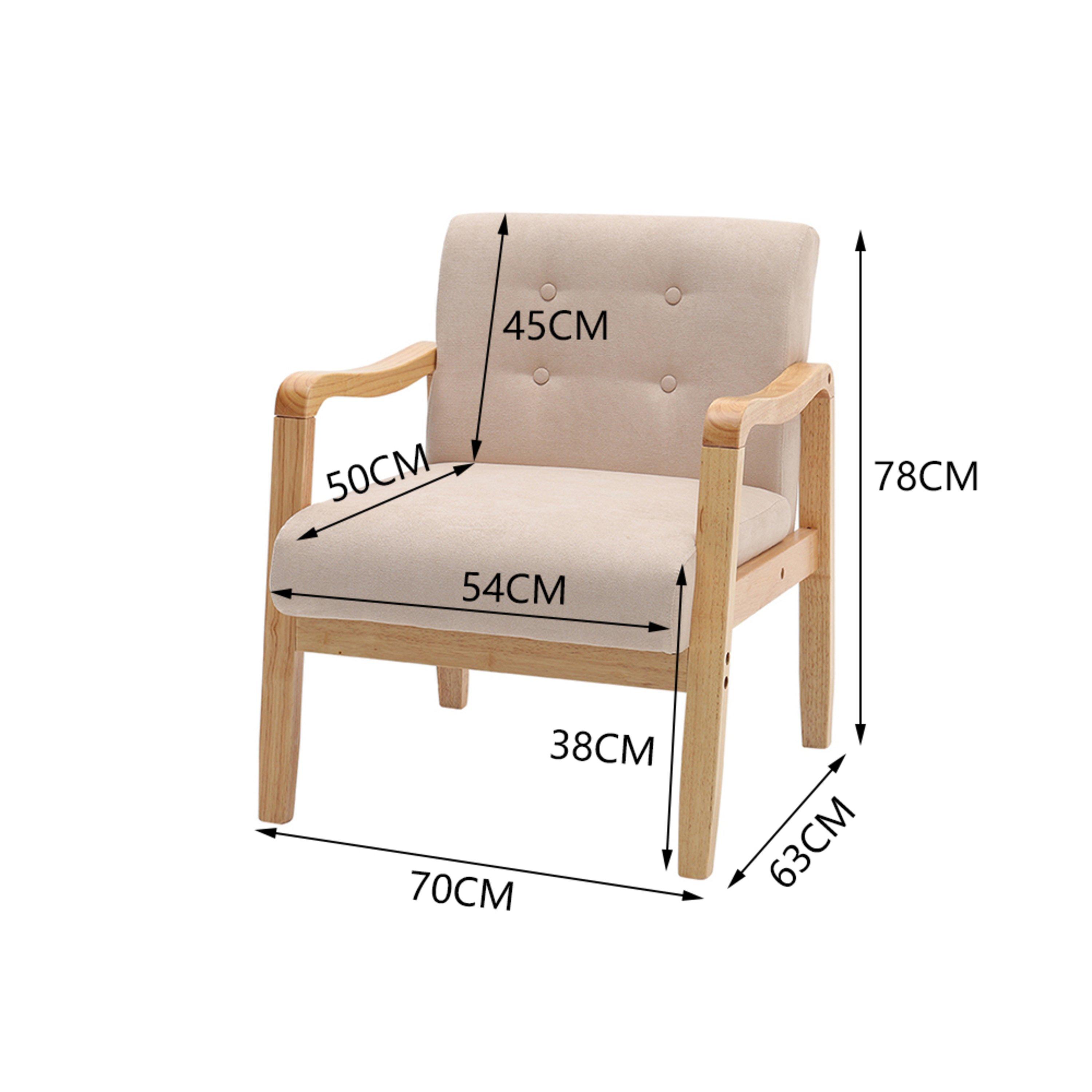 Beige - Kabinet UK - Beige Modern Wood Frame Upholstered Armchair - 12