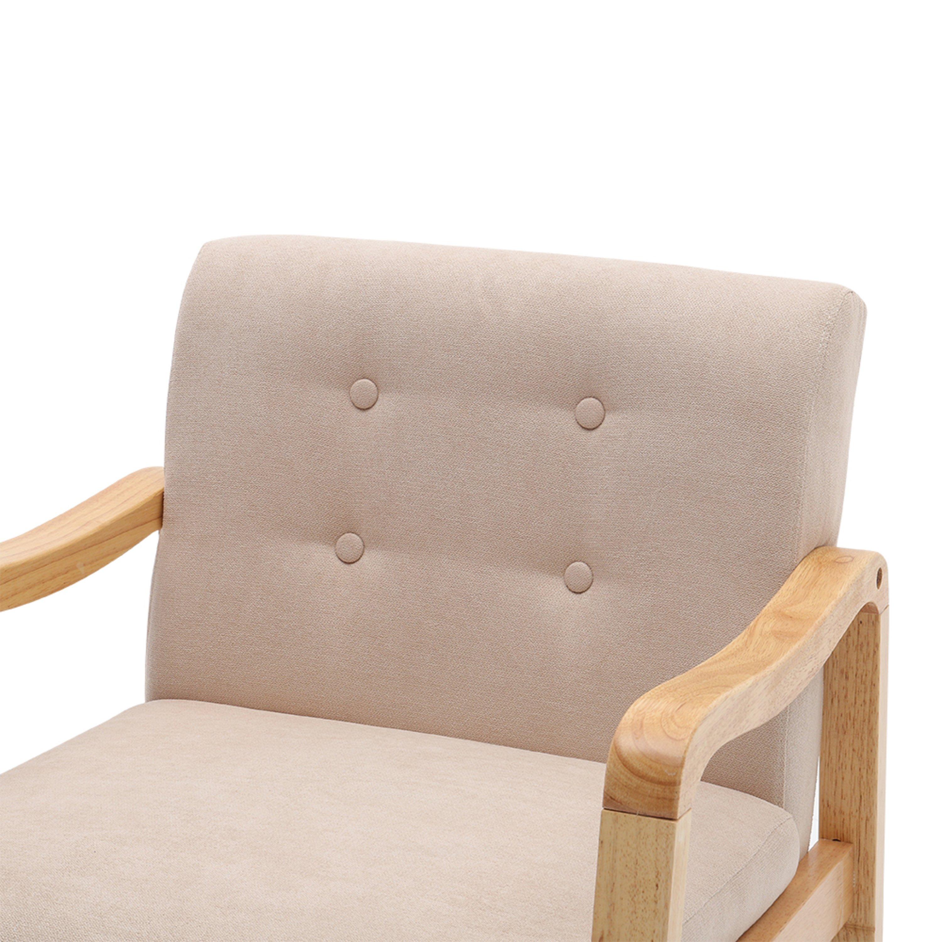 Beige - Kabinet UK - Beige Modern Wood Frame Upholstered Armchair - 10