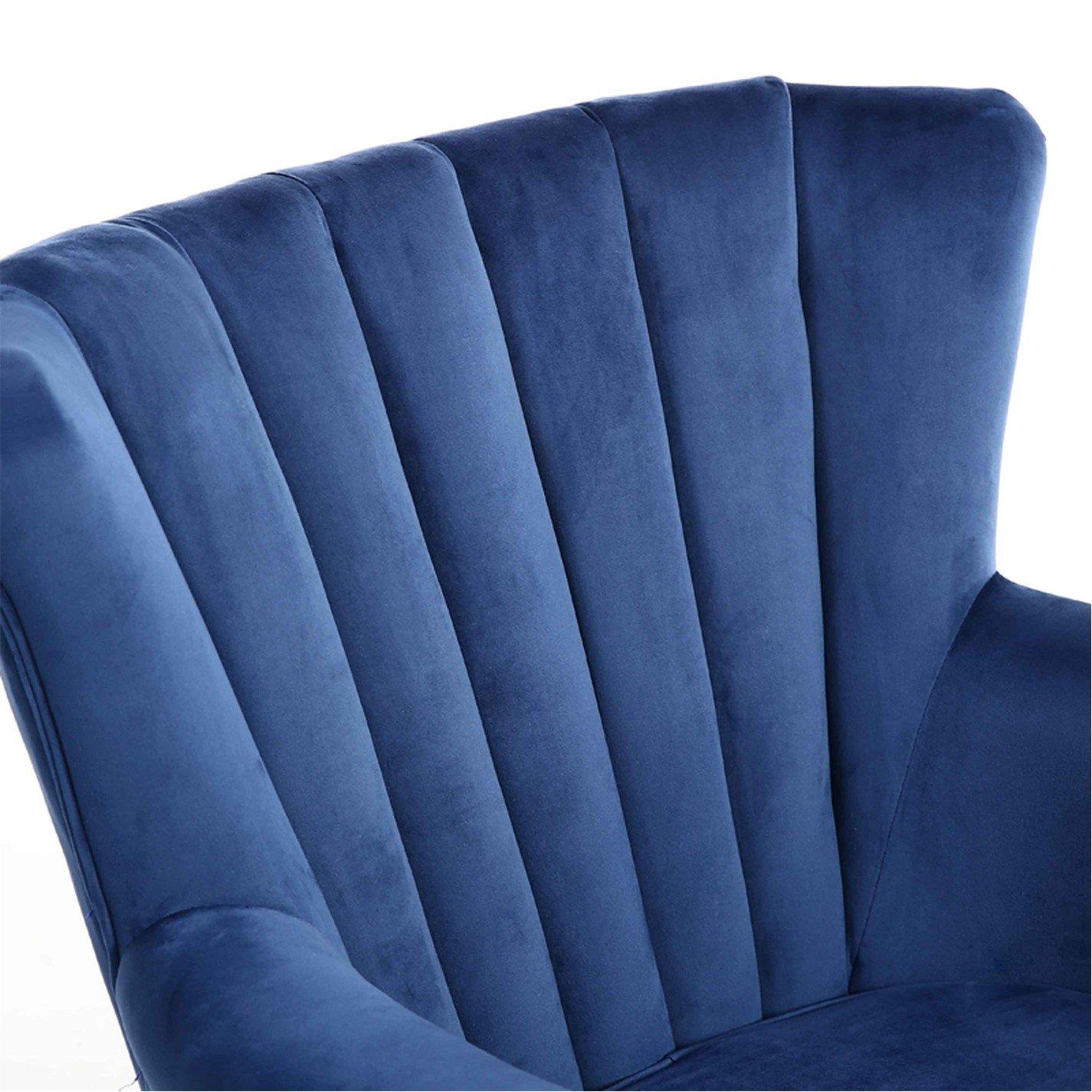 Blue - Kabinet UK - Blue Vintage Old-fashion Velvet Wing Back Armchair - 3