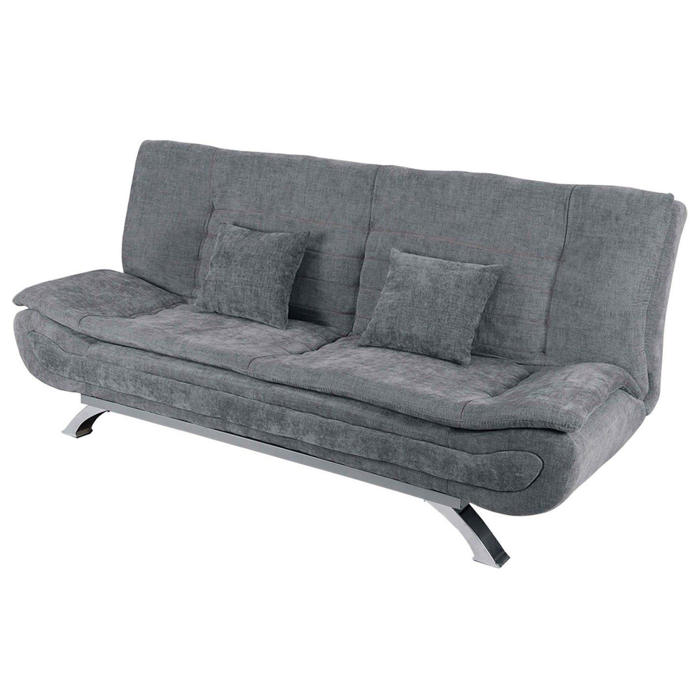 Grey - Kabinet UK - 2-Seat Convertible Sofa Bed with Pillows Grey - 3