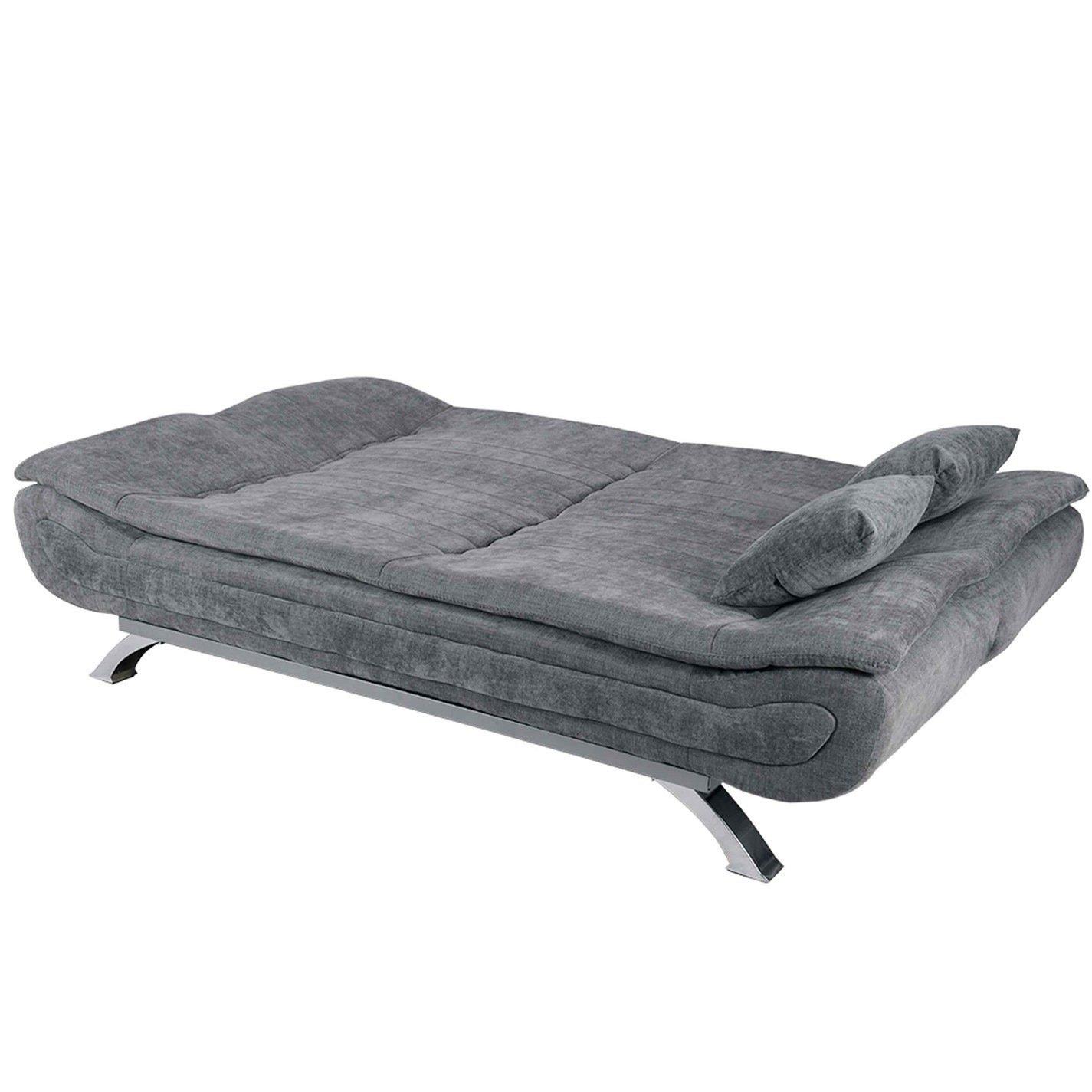 Grey - Kabinet UK - 2-Seat Convertible Sofa Bed with Pillows Grey - 4