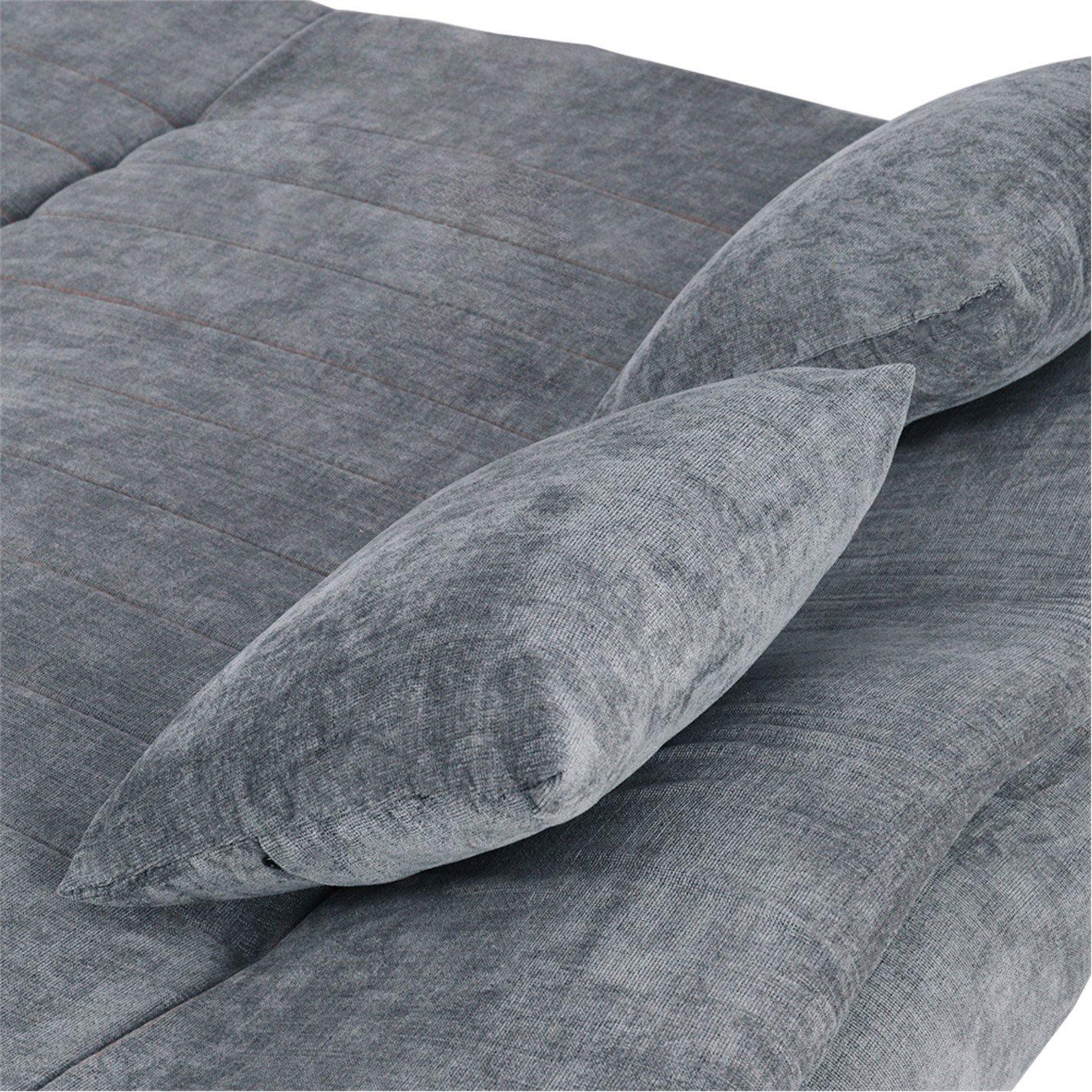 Grey - Kabinet UK - 2-Seat Convertible Sofa Bed with Pillows Grey - 8