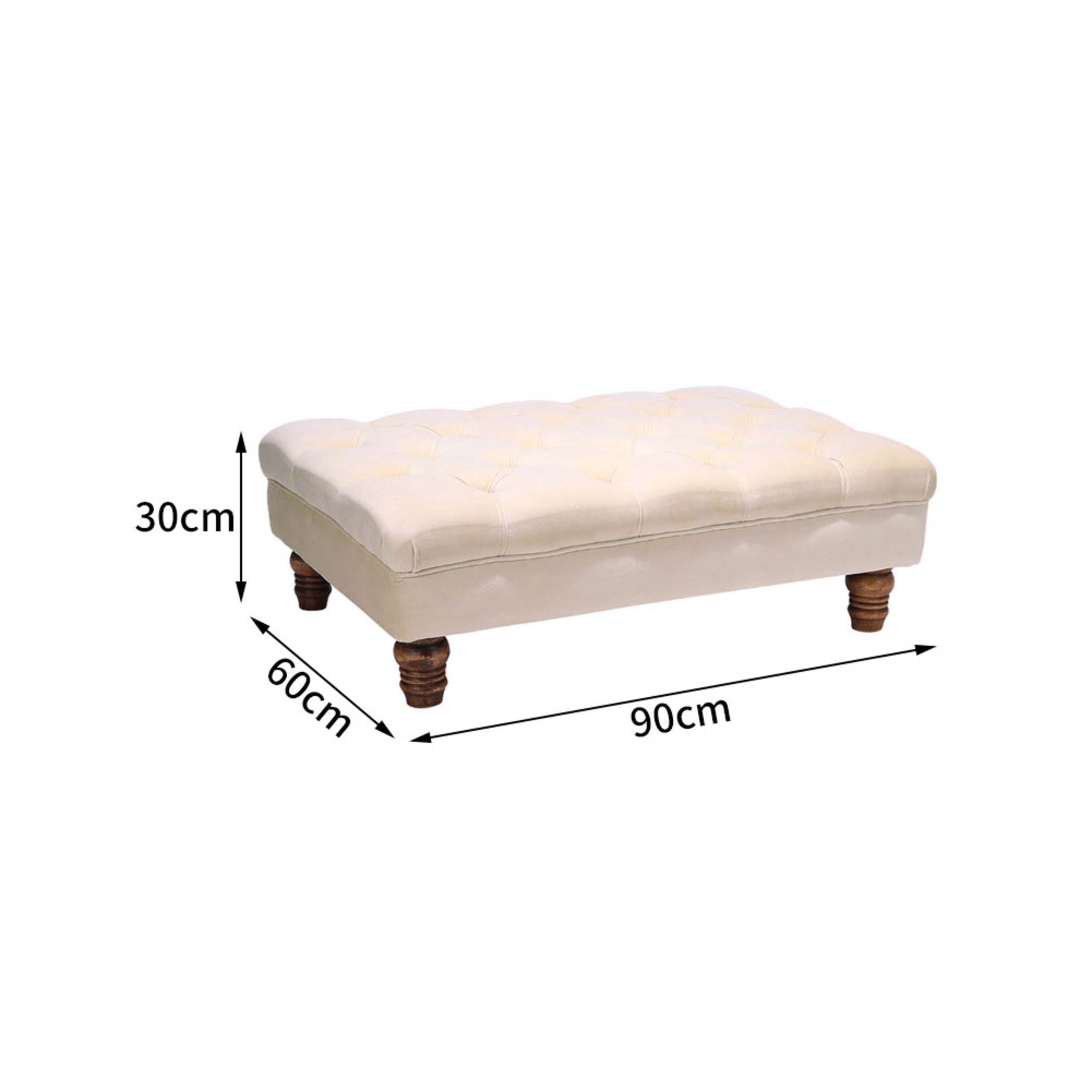 Beige - Kabinet UK - Velvet Rectangular Ottoman Footstoo Beige - 12