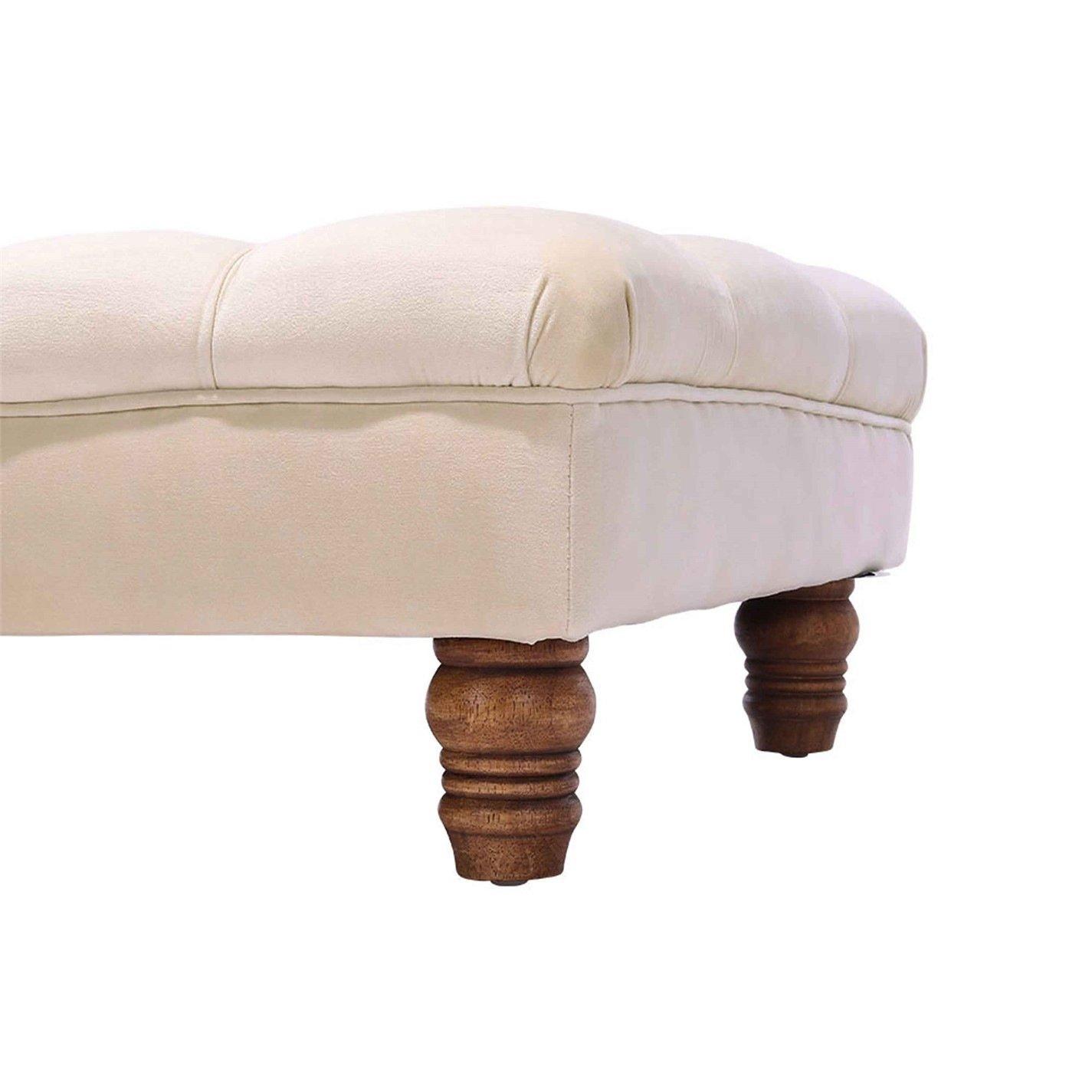 Beige - Kabinet UK - Velvet Rectangular Ottoman Footstoo Beige - 7