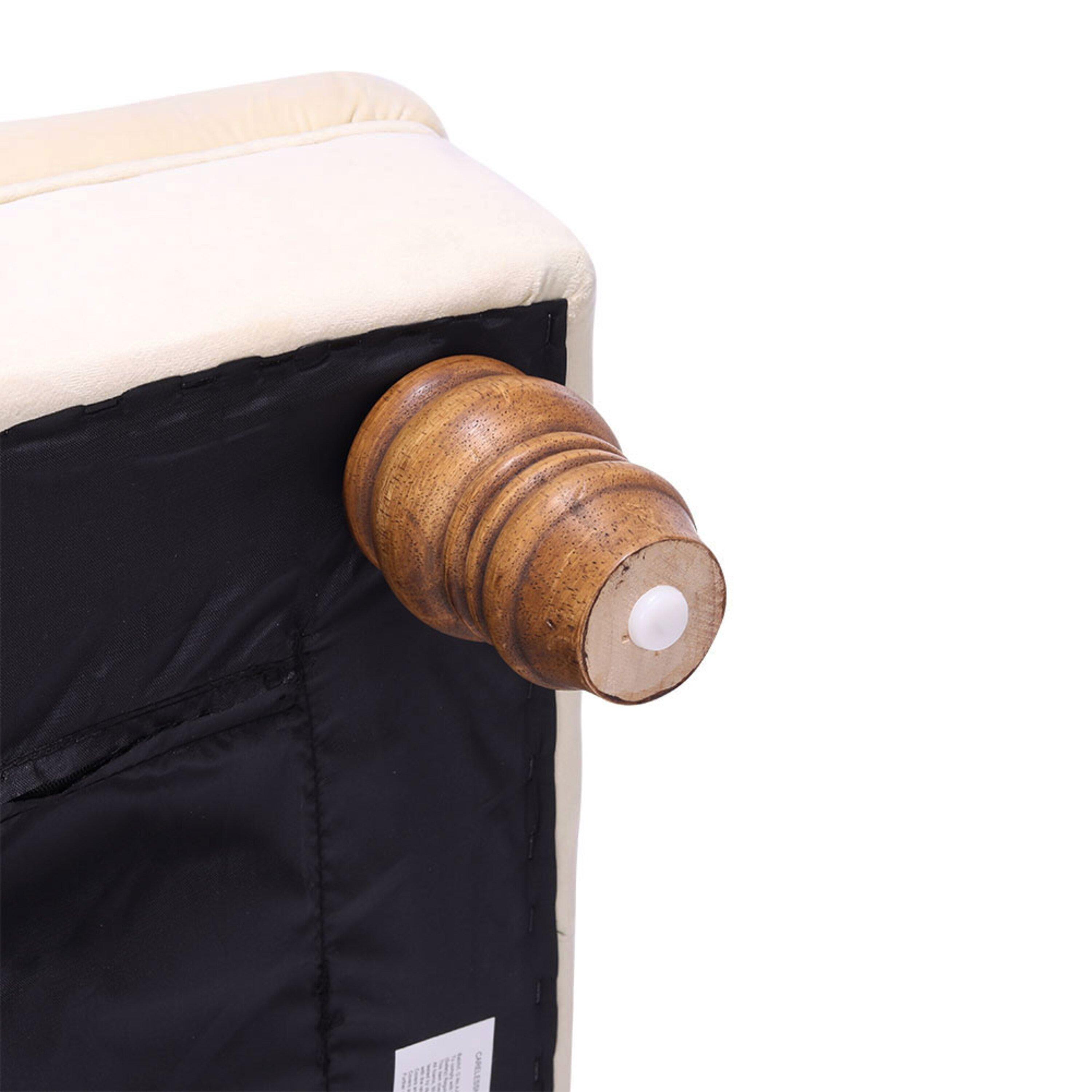 Beige - Kabinet UK - Velvet Rectangular Ottoman Footstoo Beige - 8