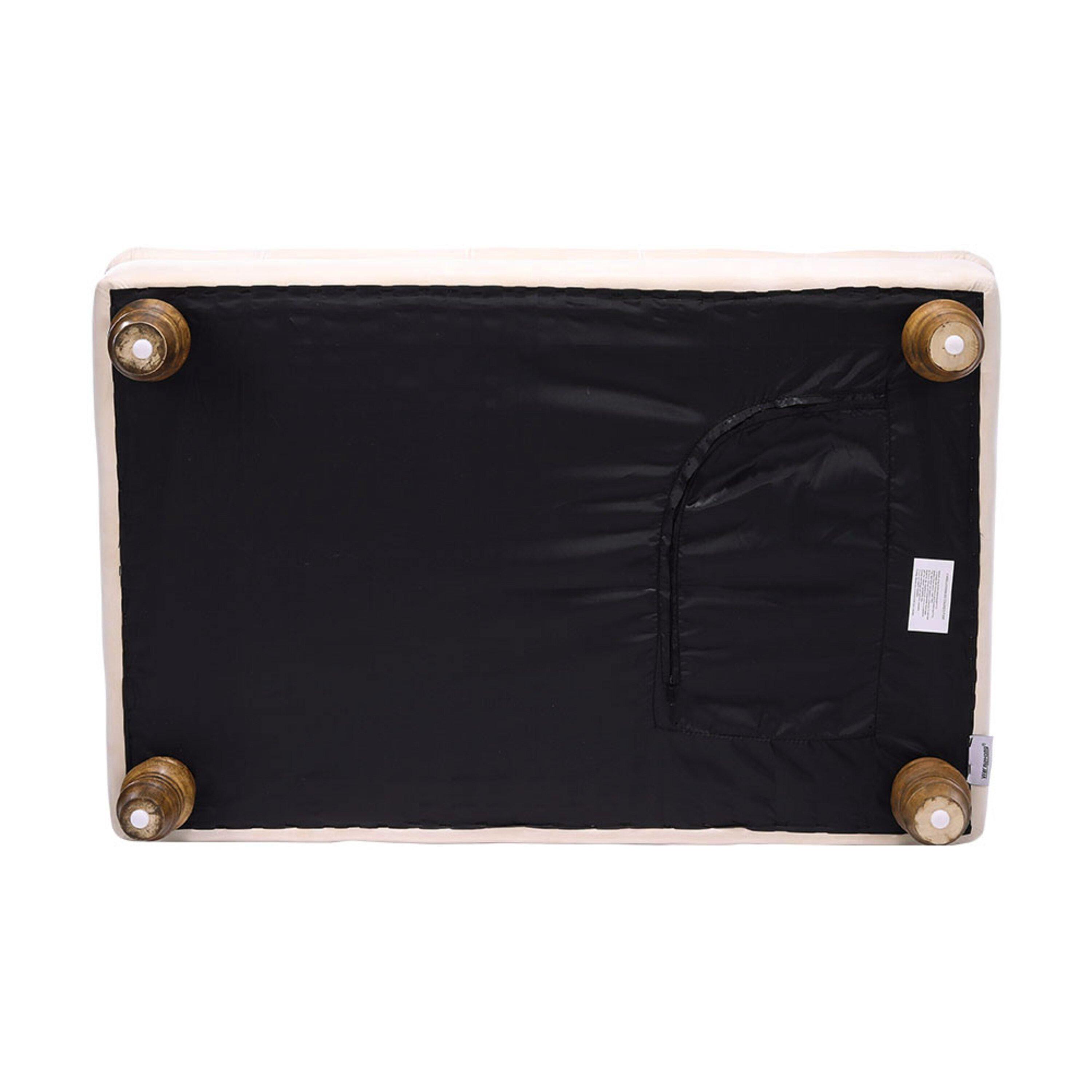 Beige - Kabinet UK - Velvet Rectangular Ottoman Footstoo Beige - 9