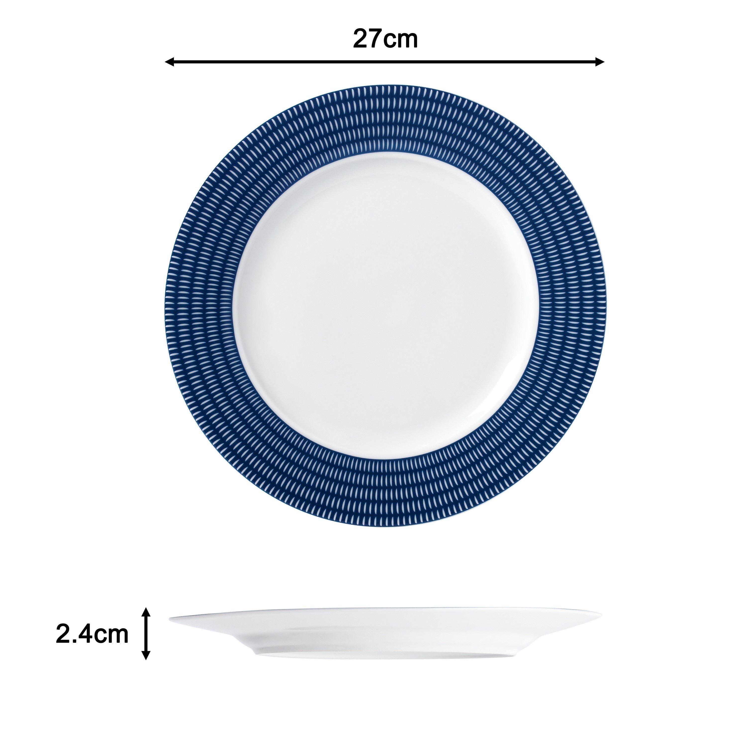 Multi - Waterside - 16pc Blue Linear Dinner Set - 4