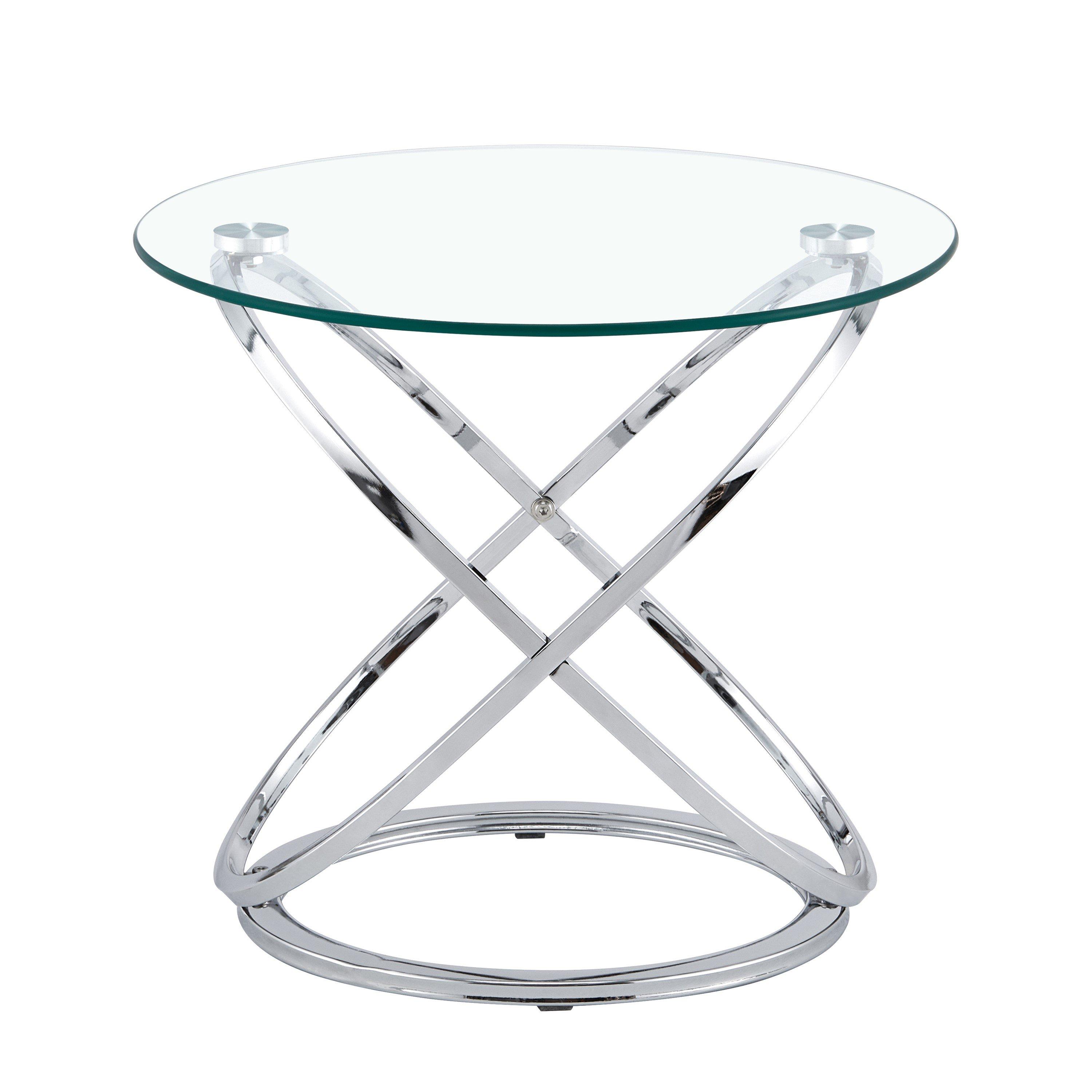 Silver - Comfy Living - Round Abstract Lamp Table - 2