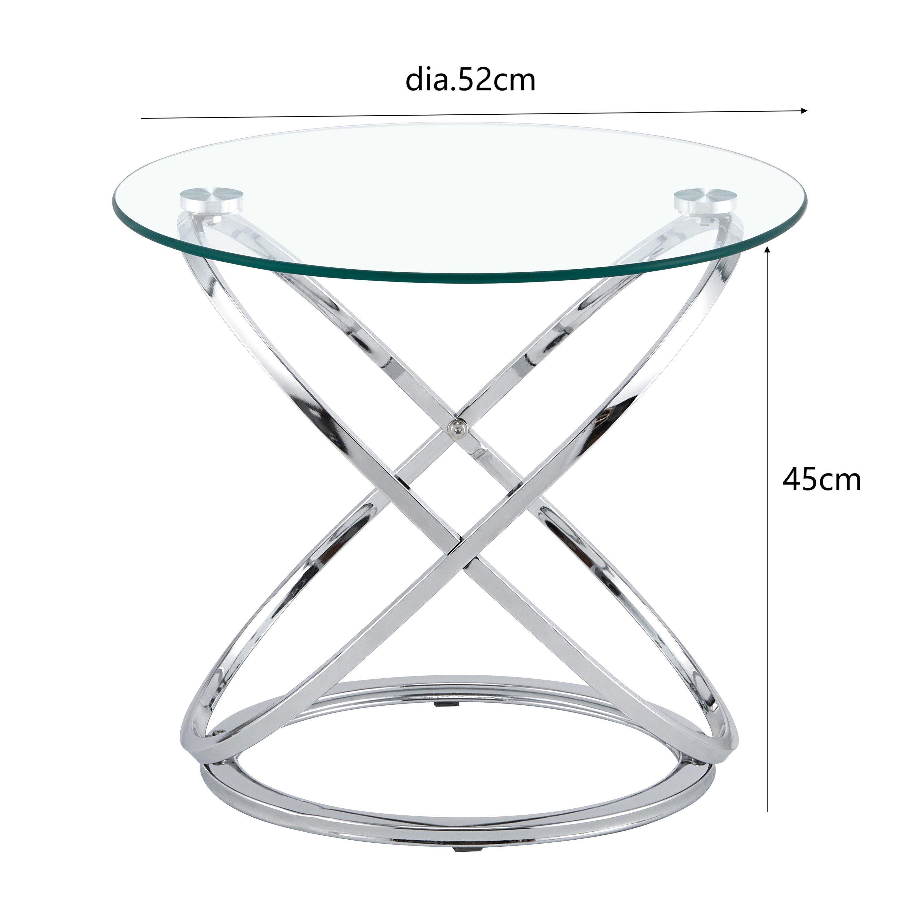 Silver - Comfy Living - Round Abstract Lamp Table - 3