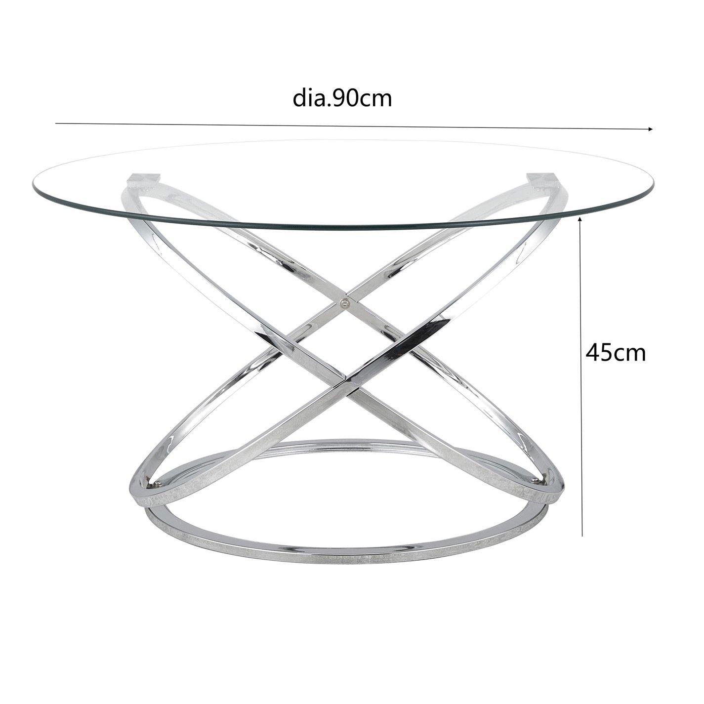 Silver - Comfy Living - Round Abstract Coffee Table - 2