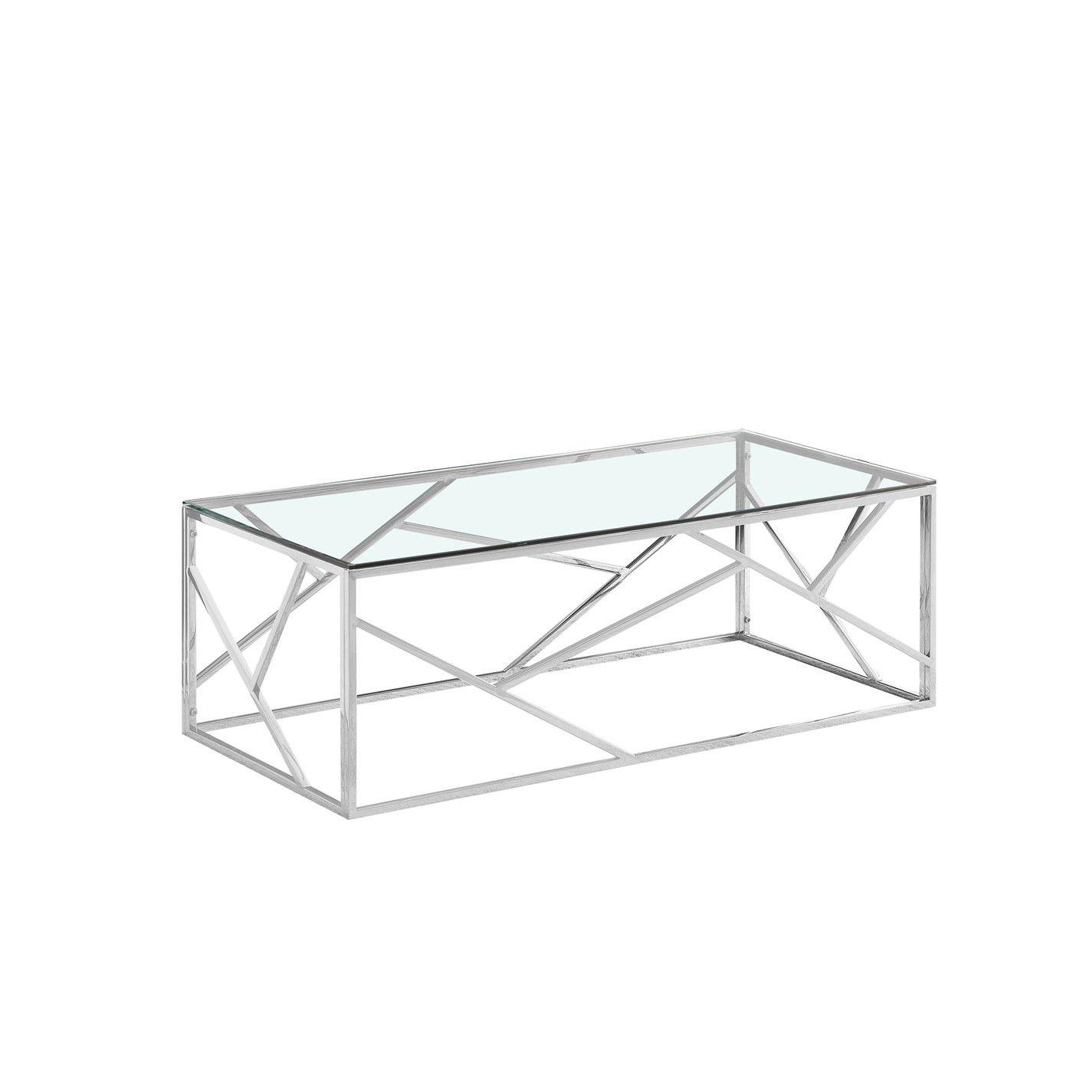 Silver - Comfy Living - Designer Metal Frame Coffee Table - 2